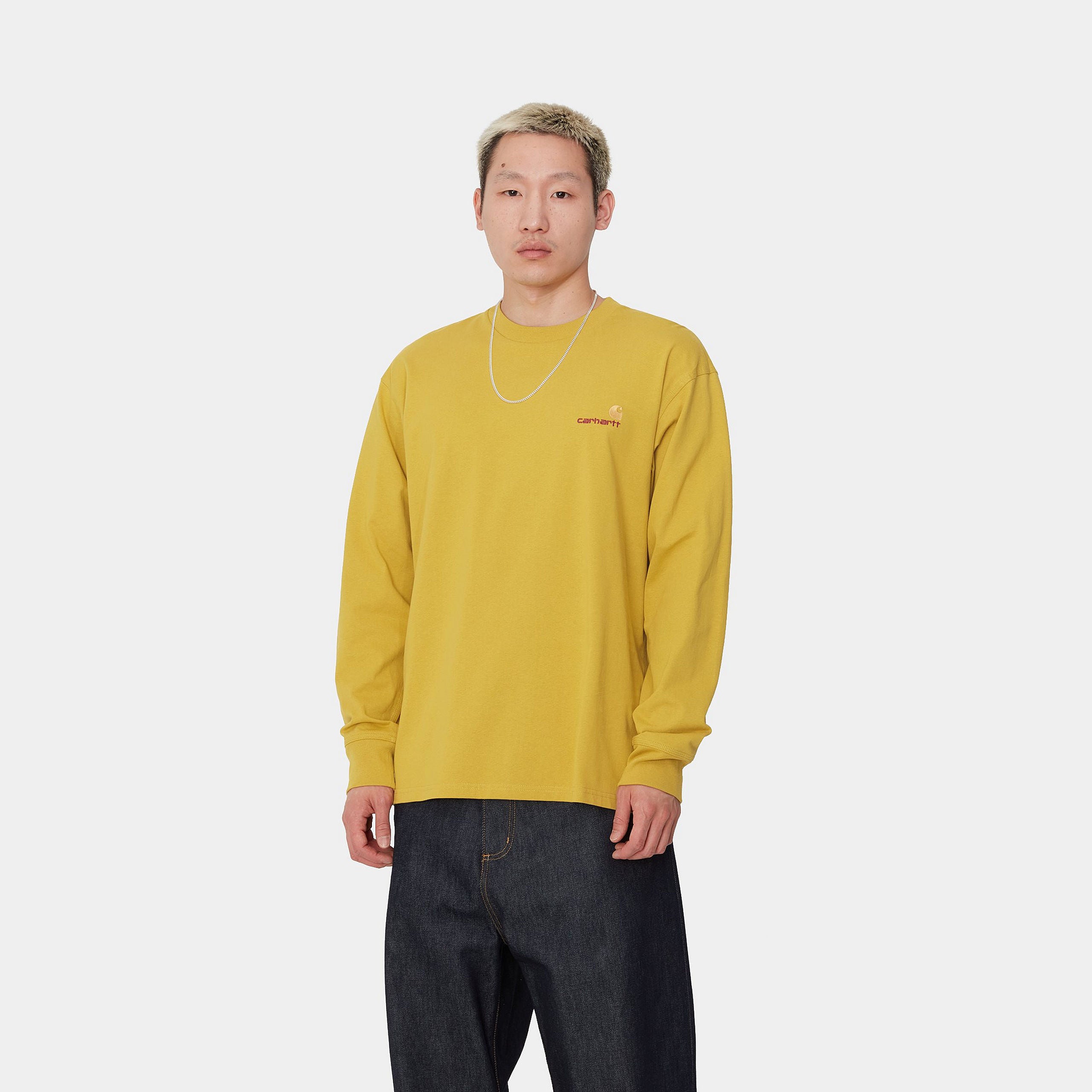 L/S AMERICAN SCRIPT T-SHIRT - Golden Olive