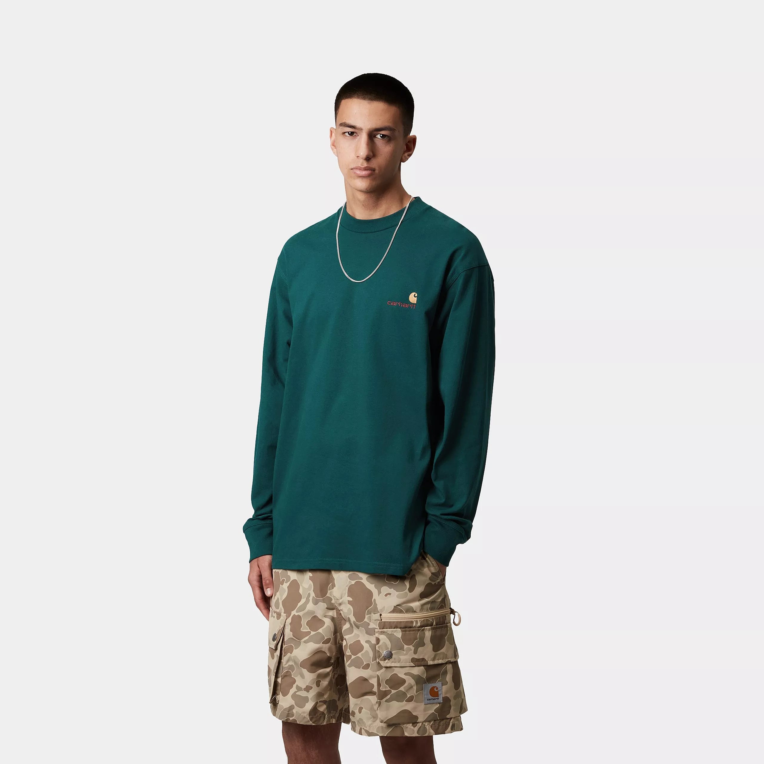 L/S AMERICAN SCRIPT T-SHIRT - Malachite