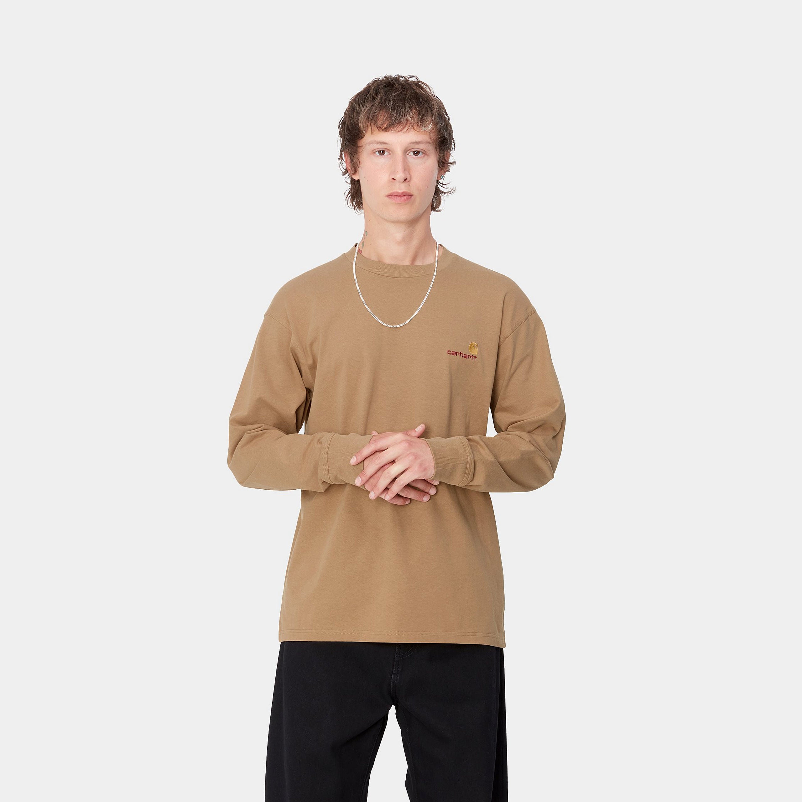 L/S AMERICAN SCRIPT T-SHIRT - Peanut