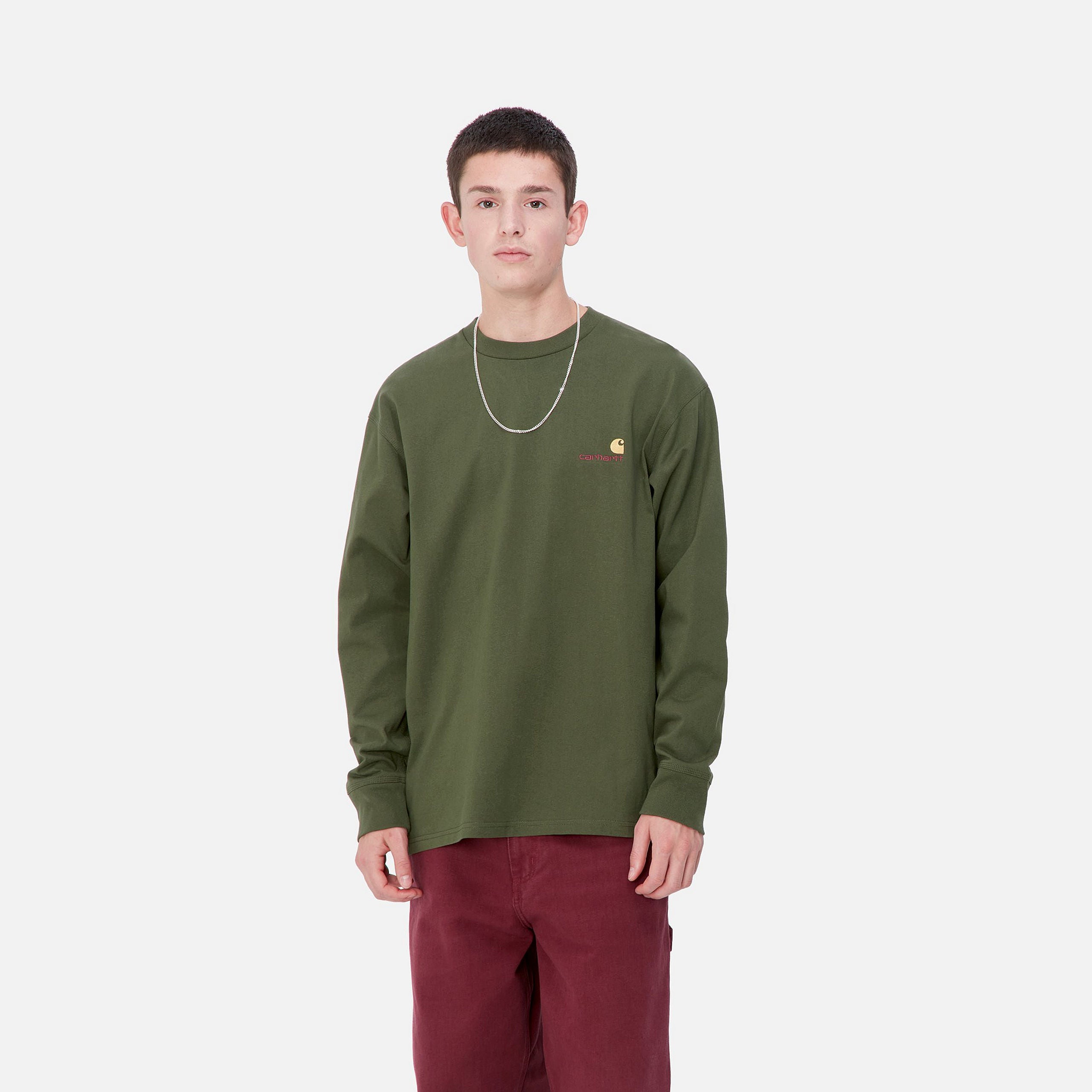 L/S AMERICAN SCRIPT T-SHIRT - Tarragon 2