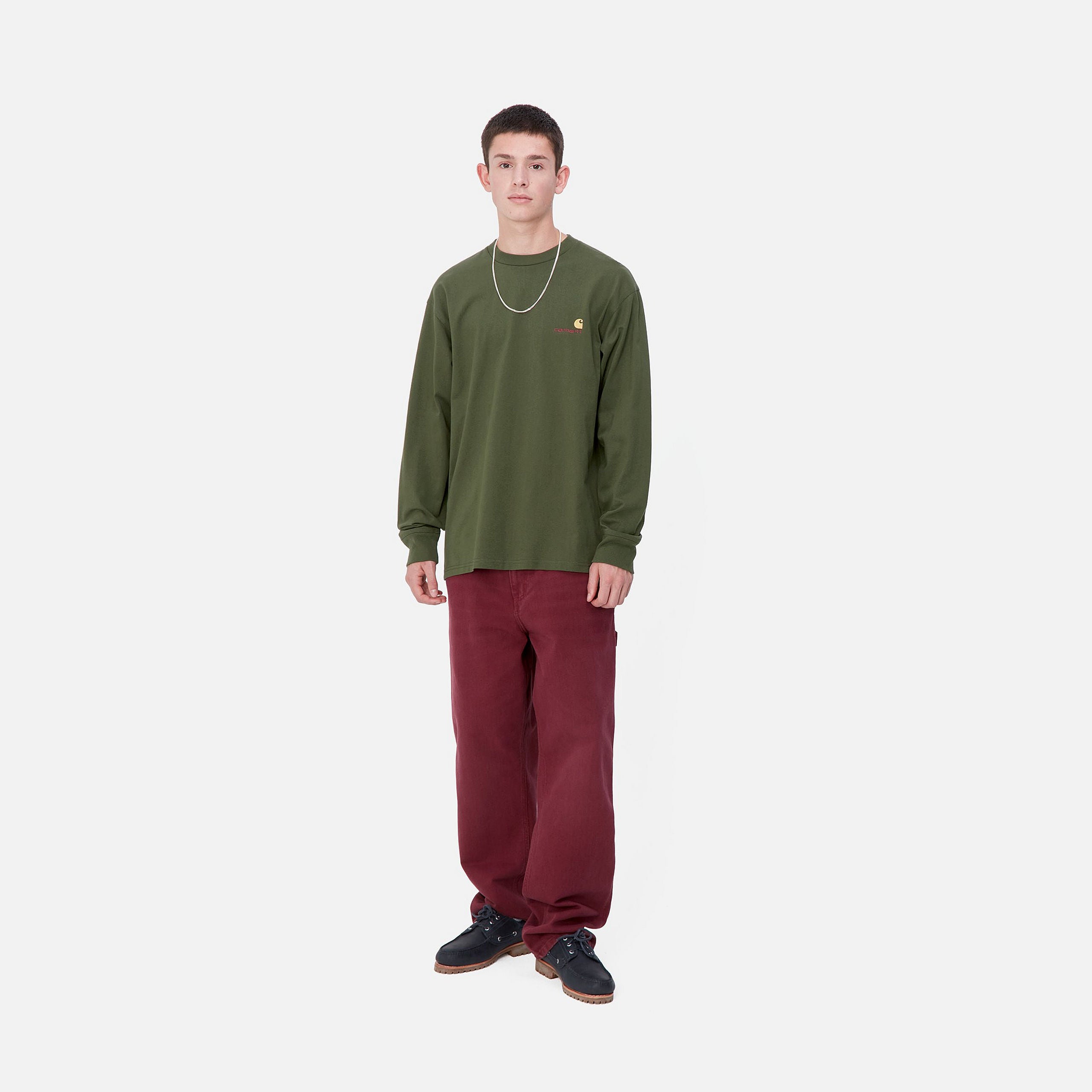 L/S AMERICAN SCRIPT T-SHIRT - Tarragon 4