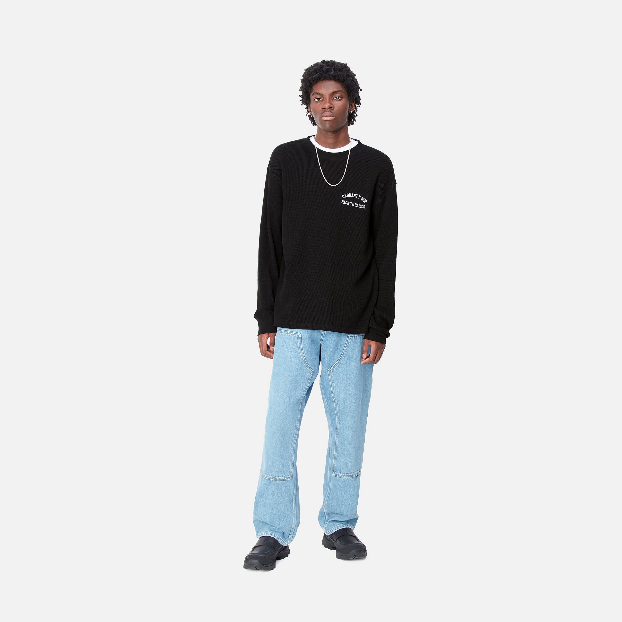 L/S BASICS SCRIPT T-SHIRT - Black / White