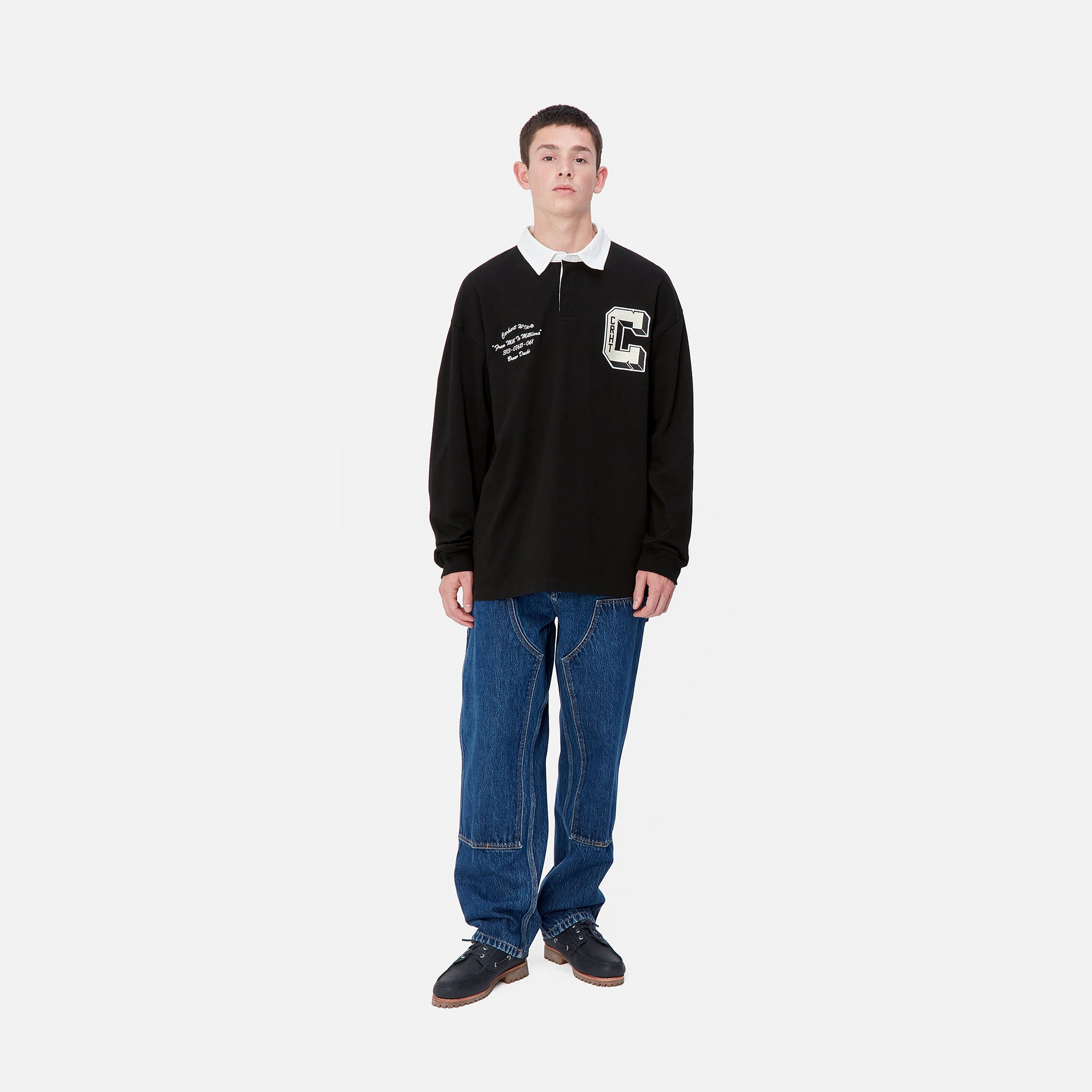 L/S BROWN DUCKS RUGBY SHIRT - Black / White