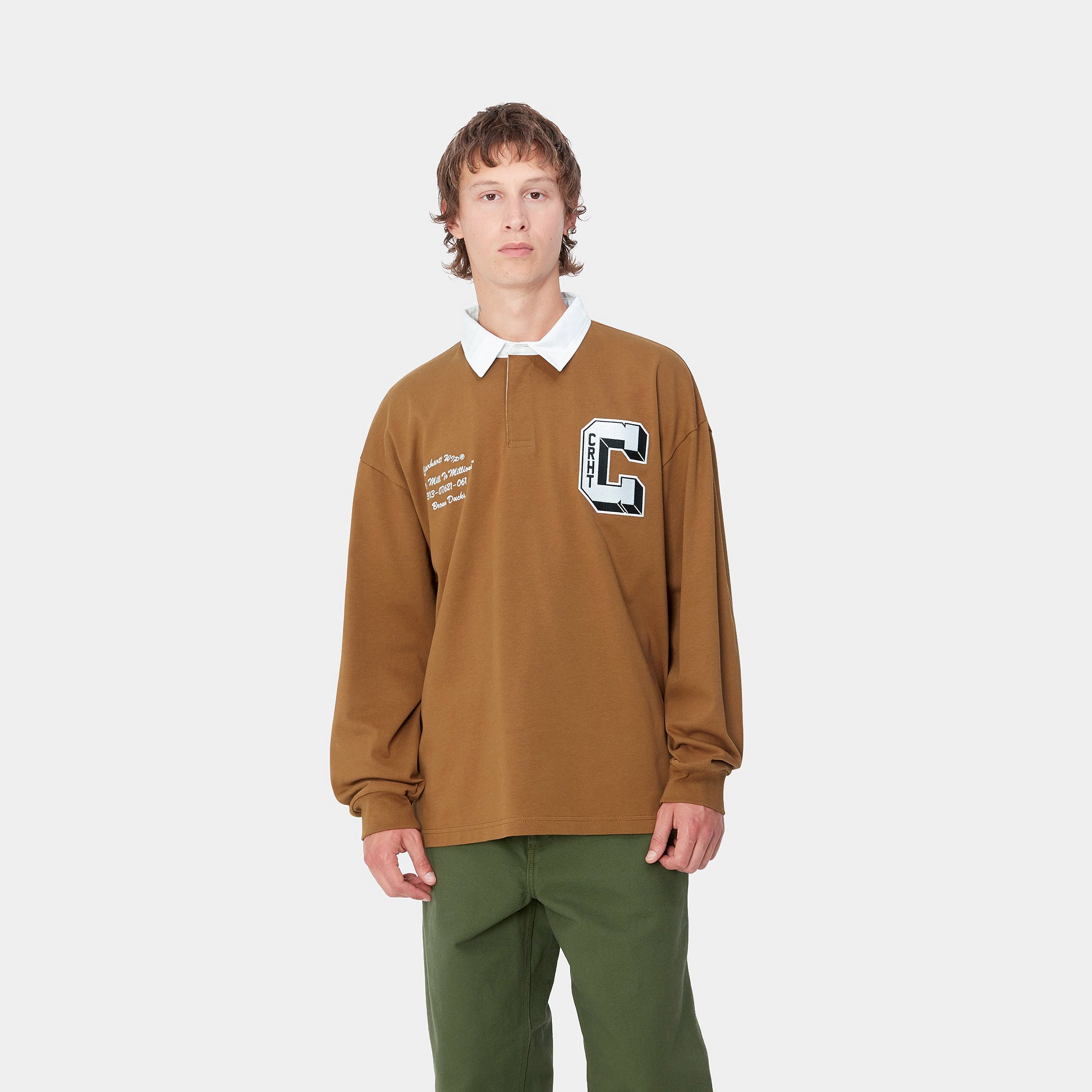 L/S BROWN DUCKS RUGBY SHIRT - Hamilton Brown / White