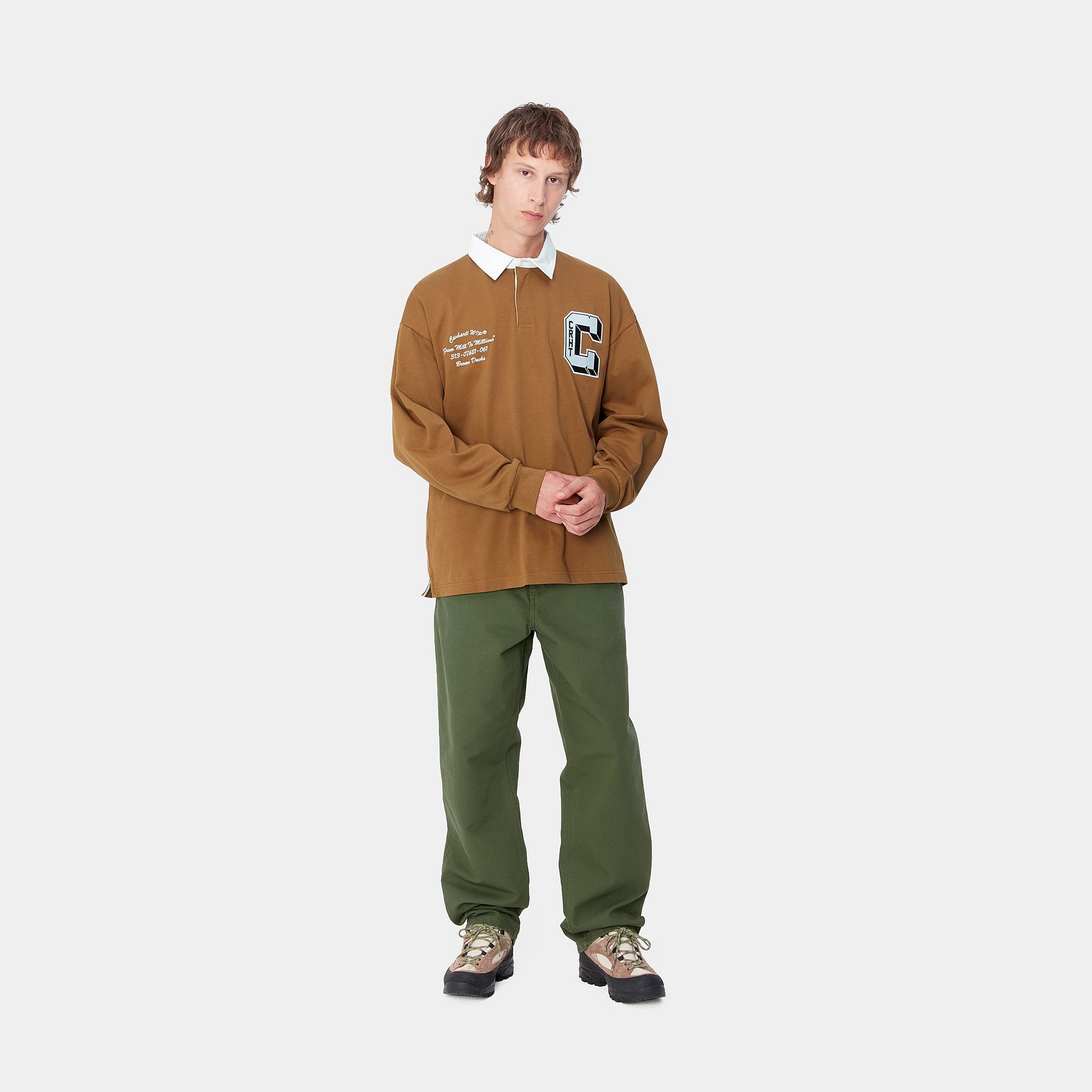 L/S BROWN DUCKS RUGBY SHIRT - Hamilton Brown / White