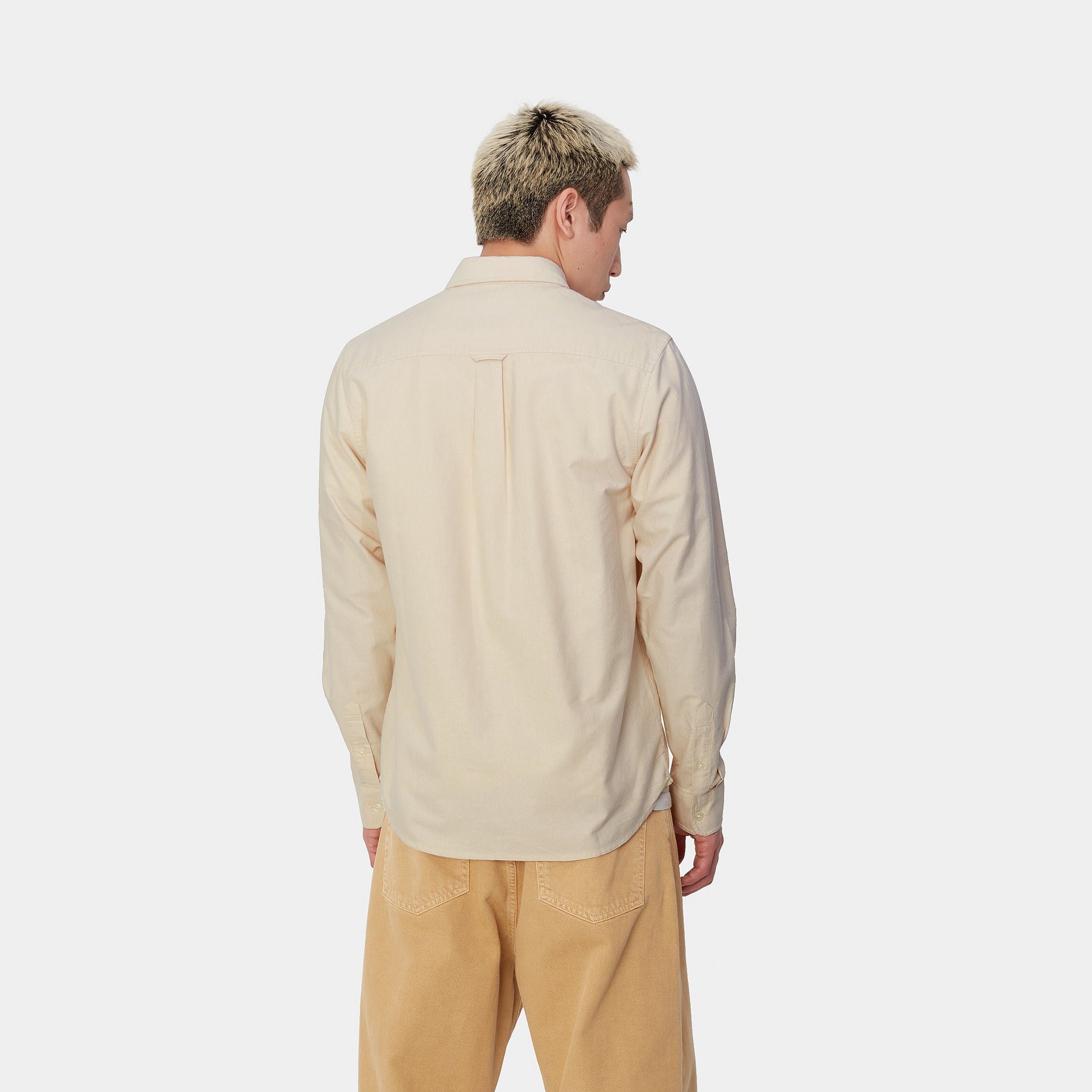 L/S C-LOGO SHIRT - Cornsilk / White