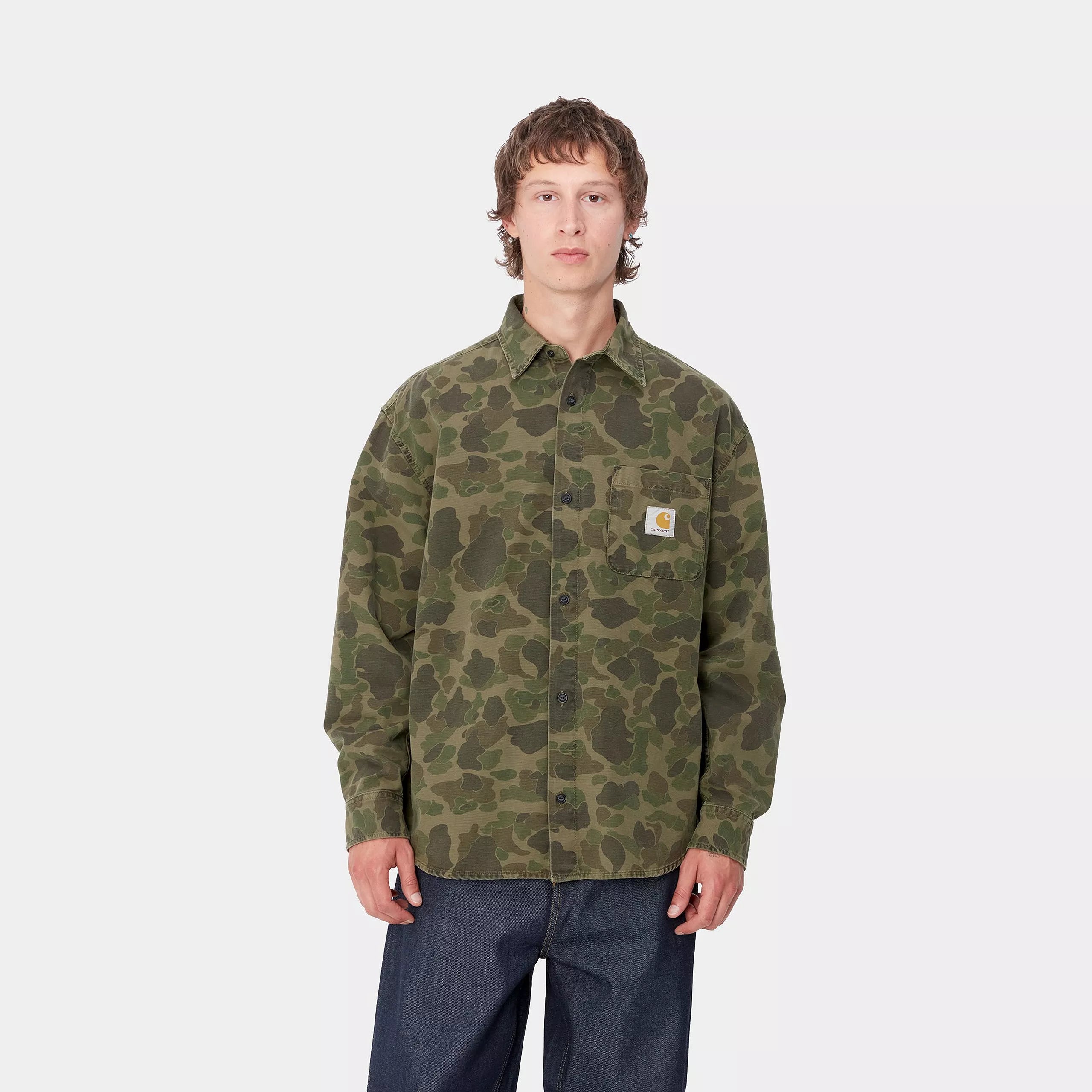 L/S DUCK SHIRT - Camo Duck, Green / Office Green