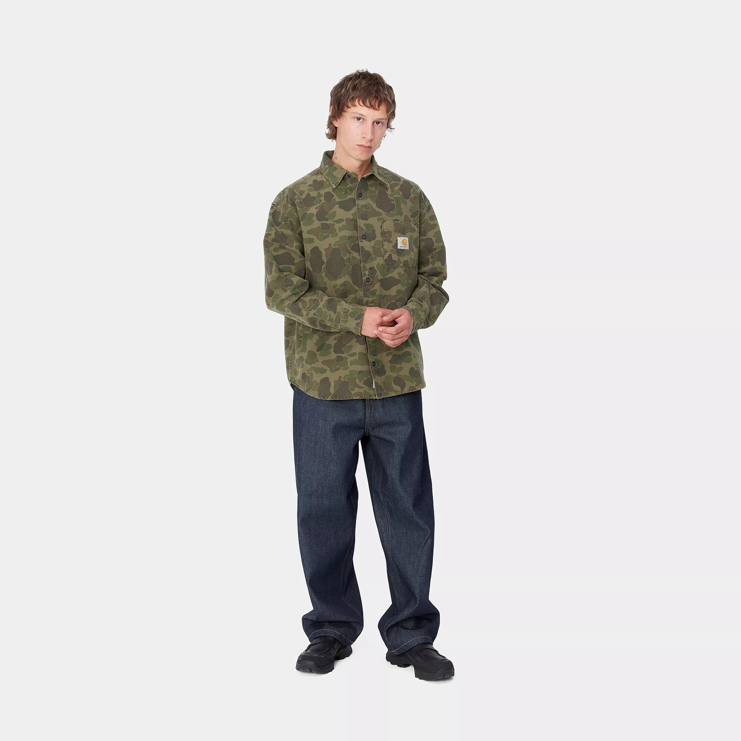 L/S DUCK SHIRT - Camo Duck, Green / Office Green