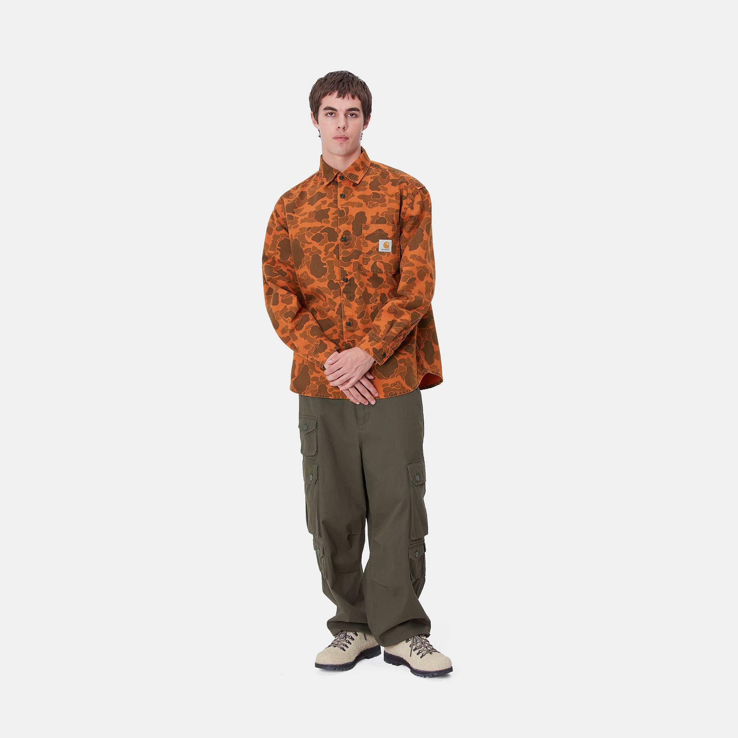 L/S DUCK SHIRT - Camo Duck, Green / Turmeric