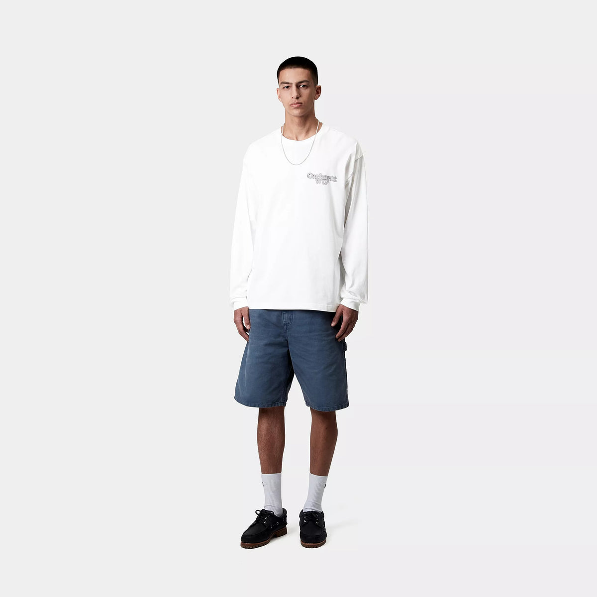 L/S CHAIN LINK T-SHIRT - White / Silver 4
