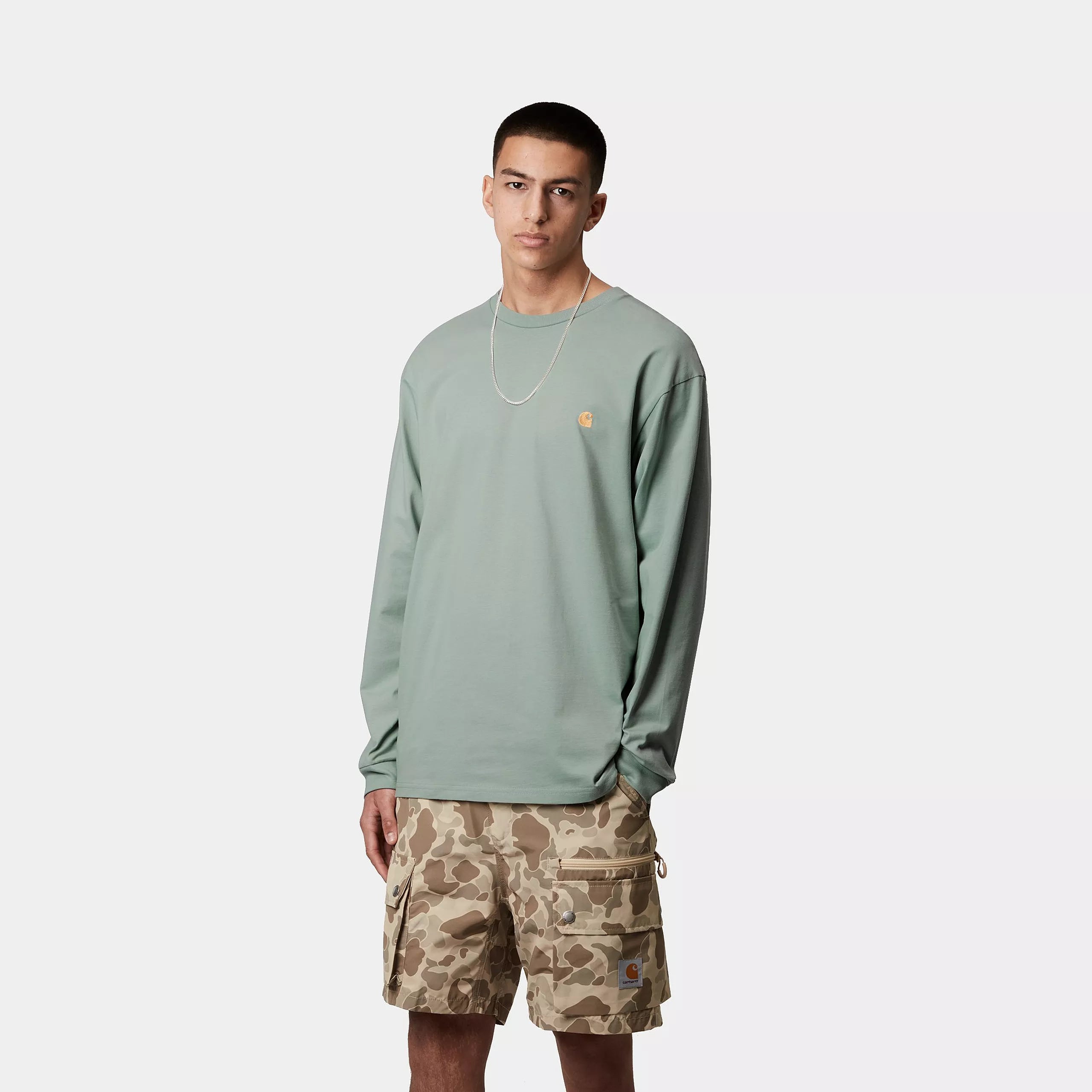 L/S CHASE T-SHIRT - Frosted Green / Gold