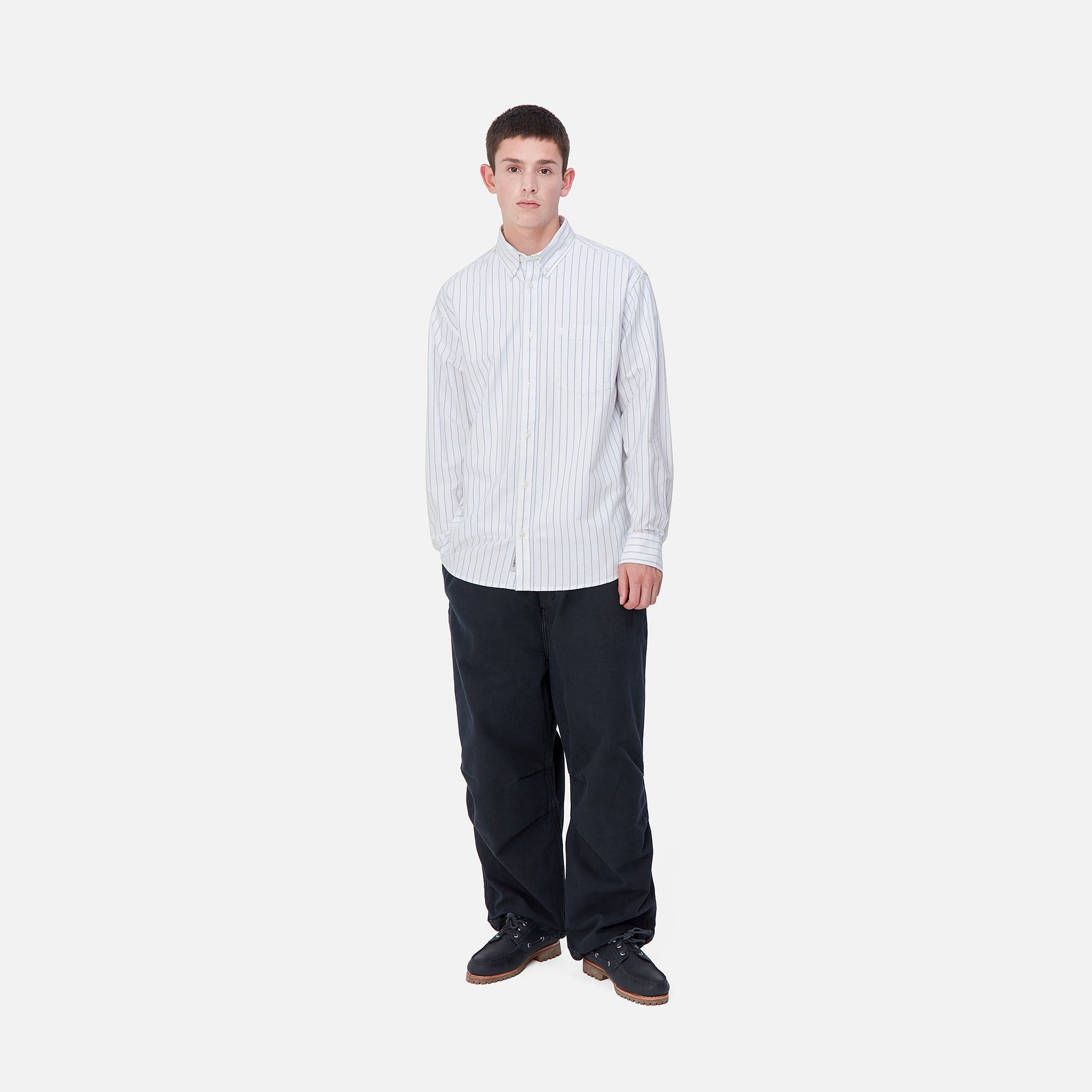 L/S DOWLEN SHIRT - Dowlen Stripe, White / White