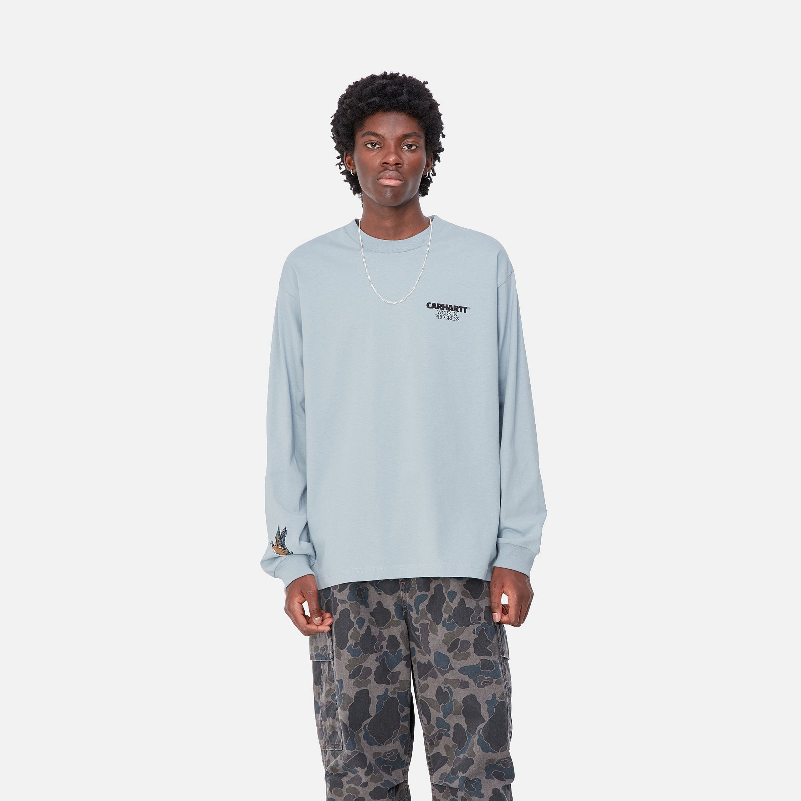 L/S DUCKS T-SHIRT - Misty Sky