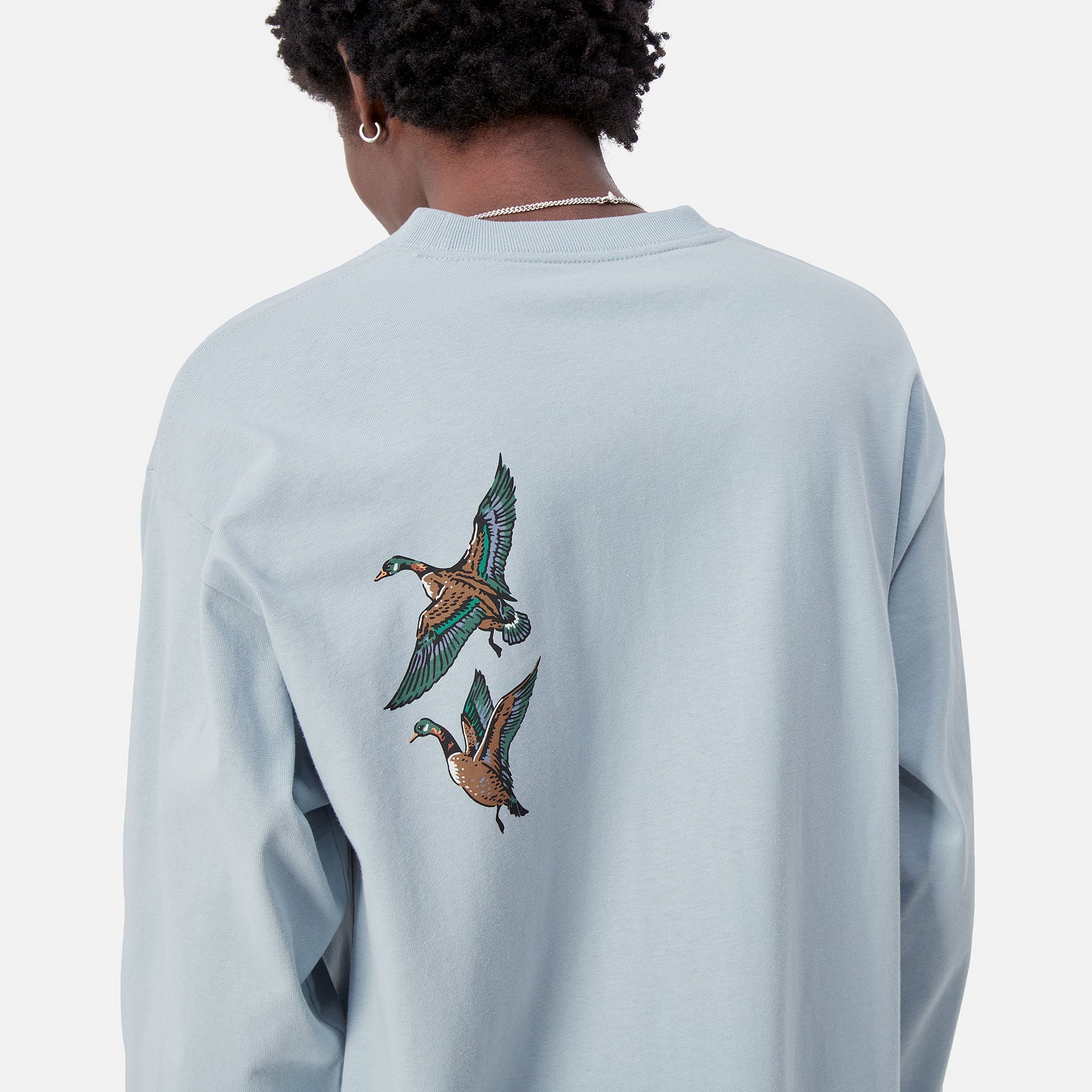 L/S DUCKS T-SHIRT - Misty Sky