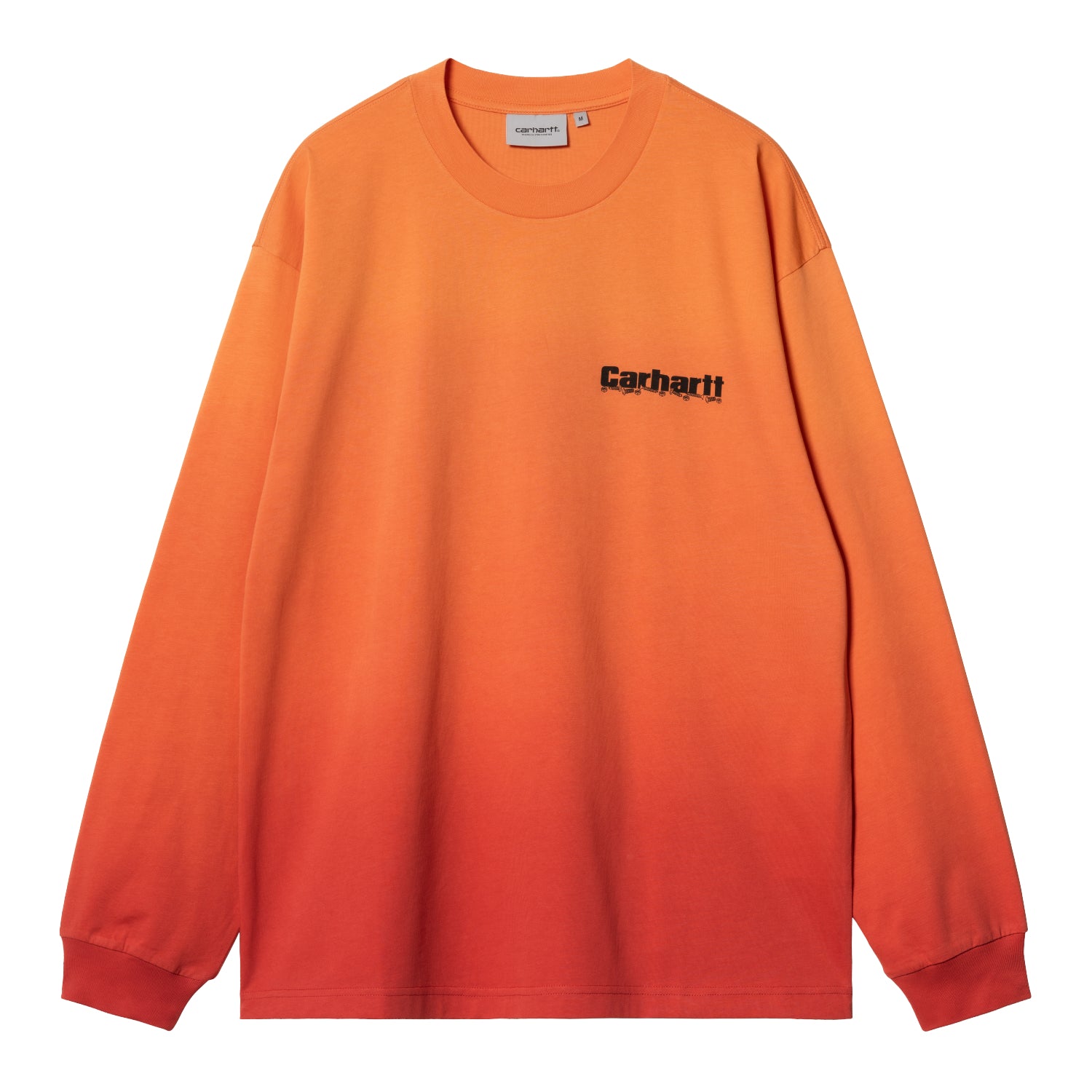 L/S LIGHT WORK T-SHIRT - Pumpkin / Cherry (dip dye) 1