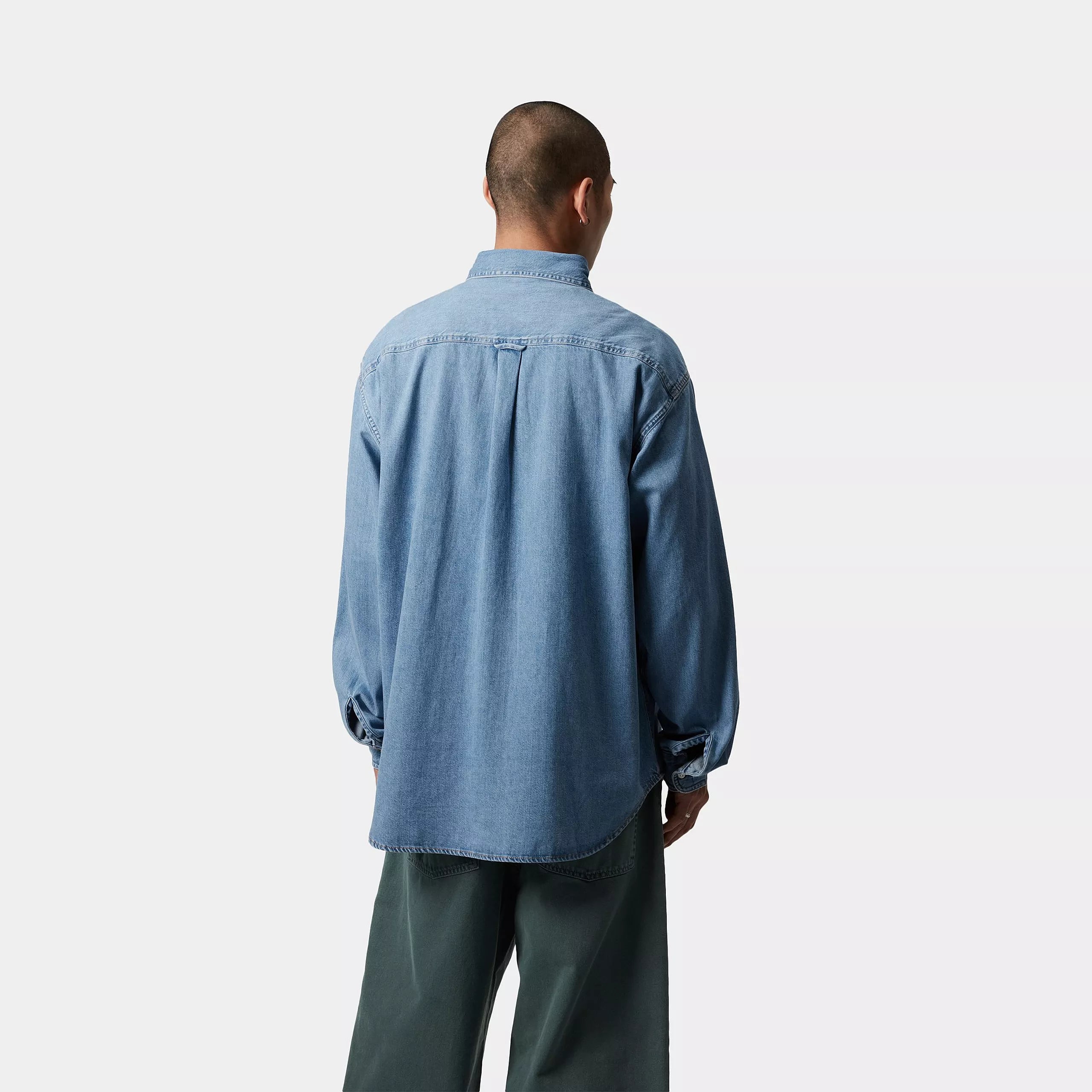 L/S LUCAS SHIRT - Blue (stone washed)