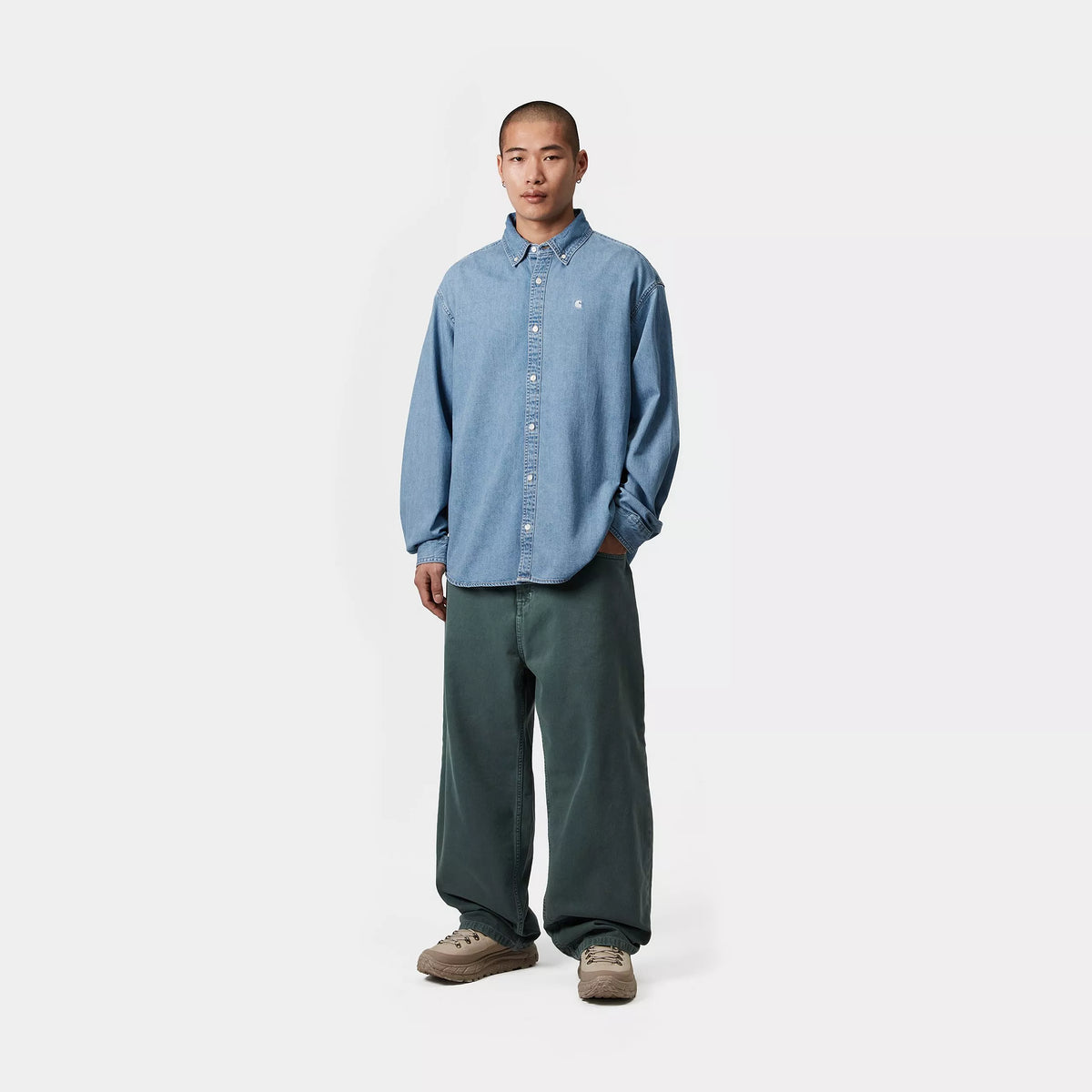 L/S LUCAS SHIRT - Blue (stone washed) 4