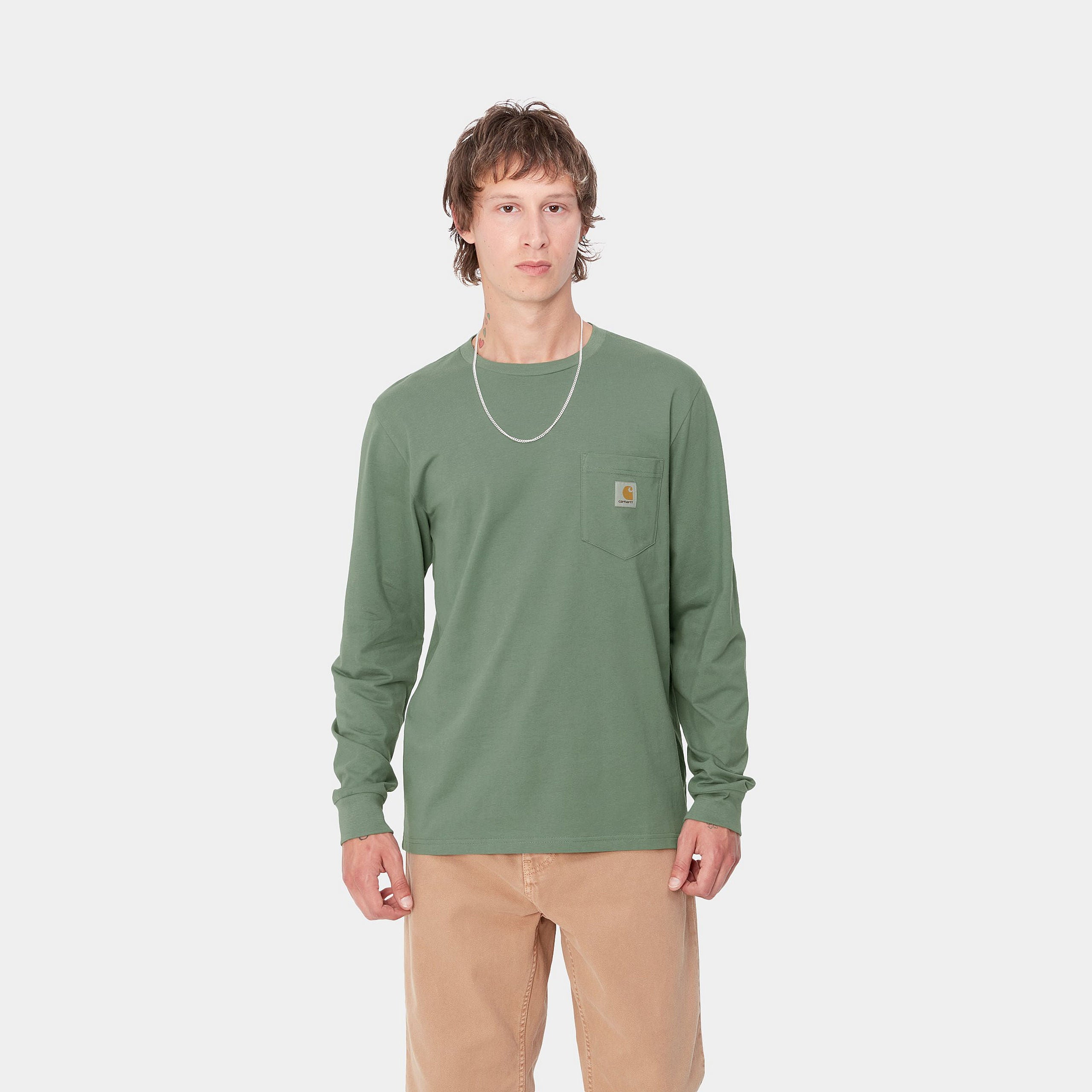 L/S POCKET T-SHIRT - Duck Green