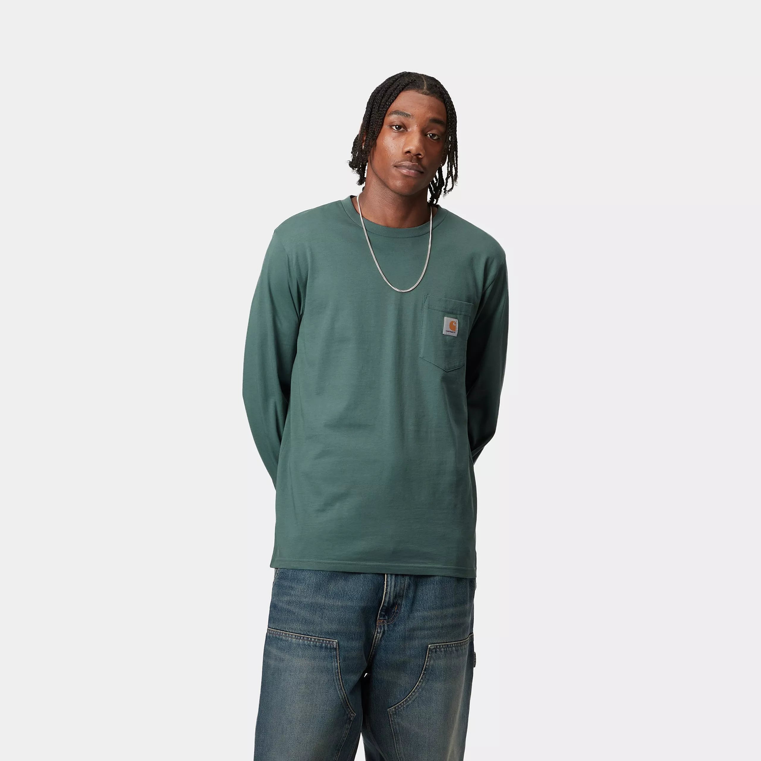 L/S POCKET T-SHIRT - Silver Pine 2