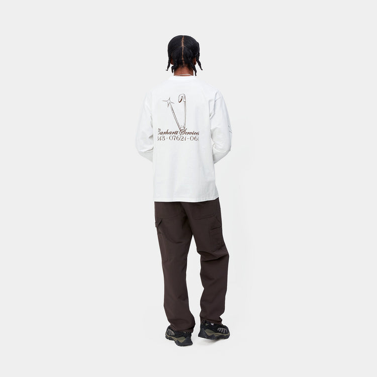 L/S SAFETY PIN T-SHIRT - White / Bordeaux