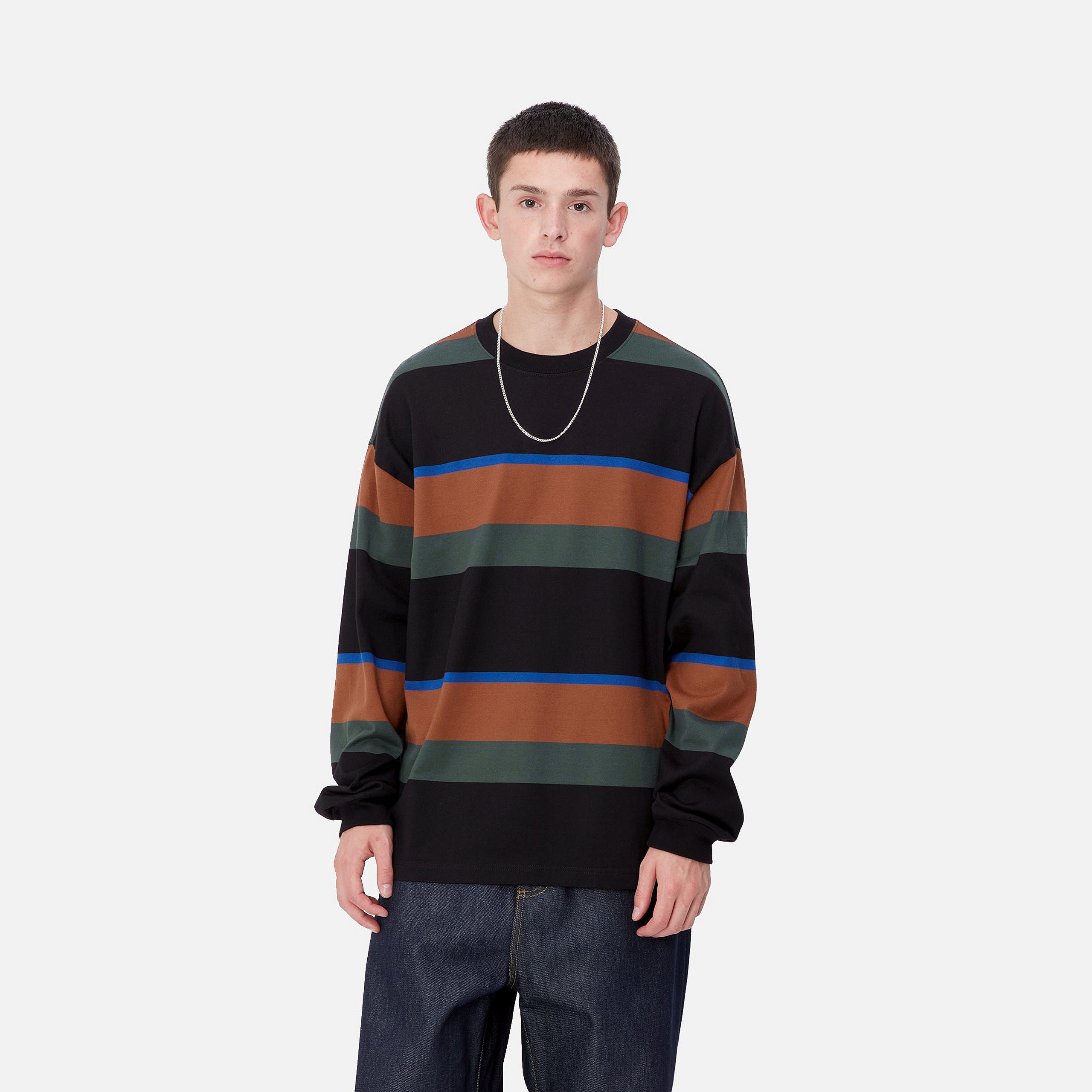 L/S SUNDLING T-SHIRT - Sundling Stripe, Deep H Brown