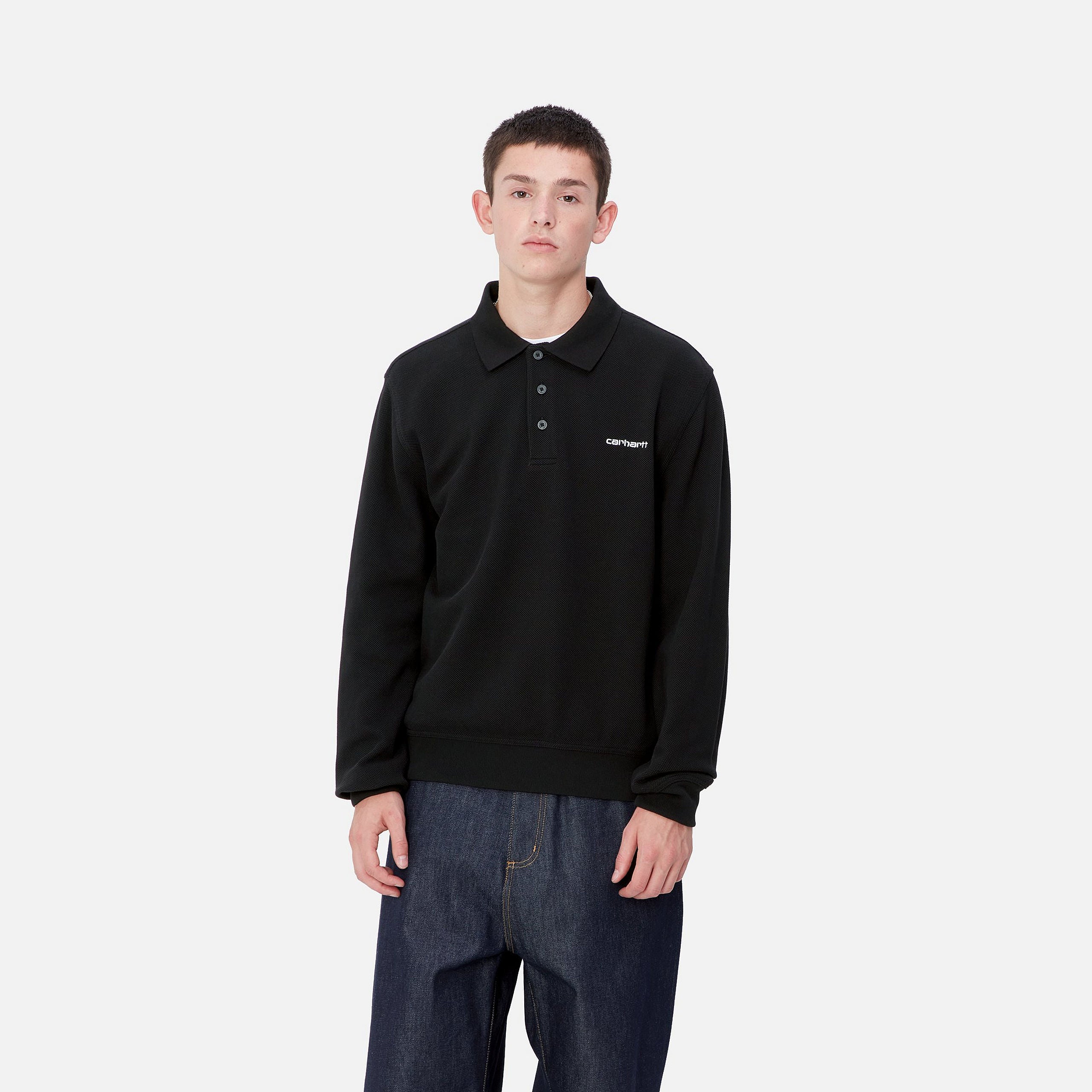 L/S VANCE RUGBY SHIRT - Black / White