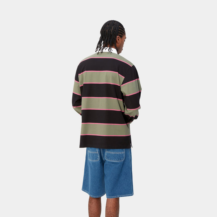 L/S WILT RUGBY SHIRT - Wilt Stripe, Dollar Green