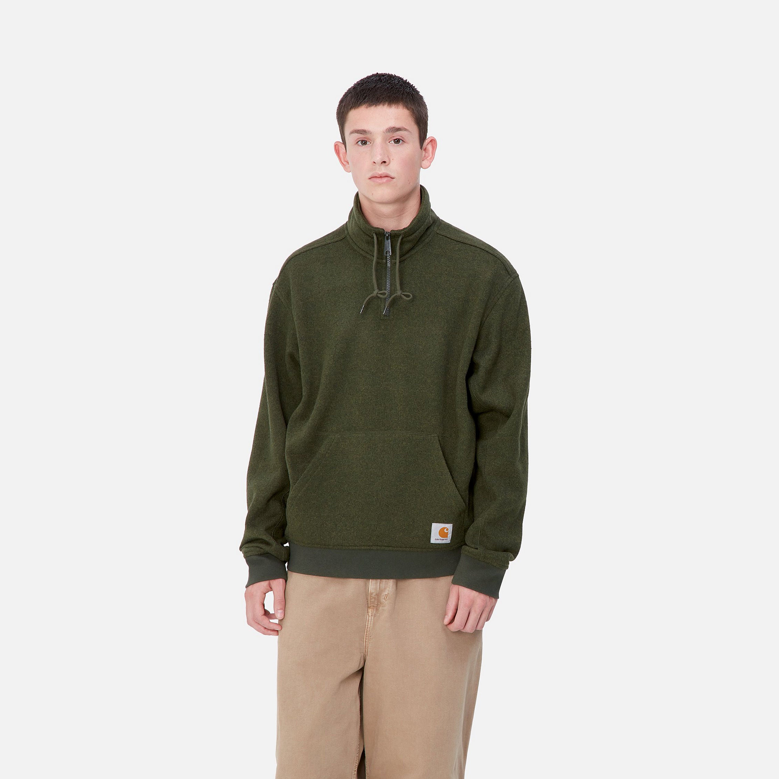 LUTHER HALF ZIP SWEAT - Tarragon Heather