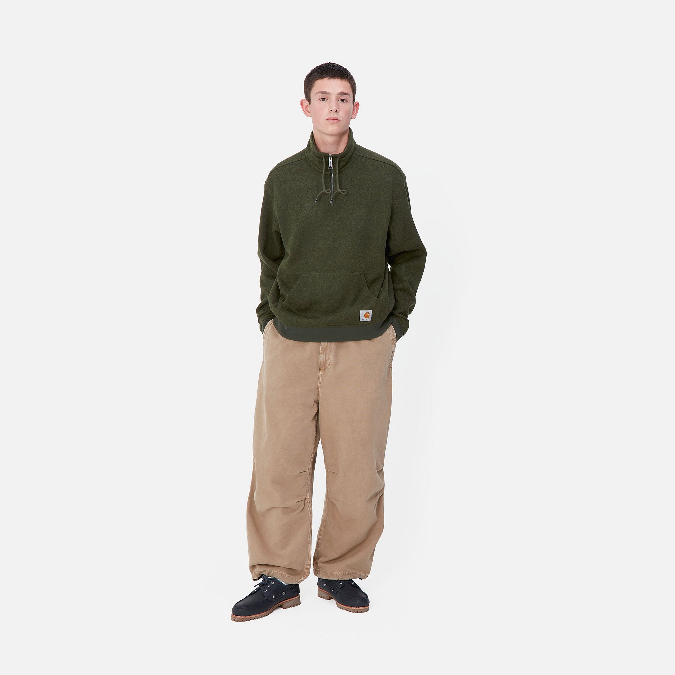 LUTHER HALF ZIP SWEAT - Tarragon Heather