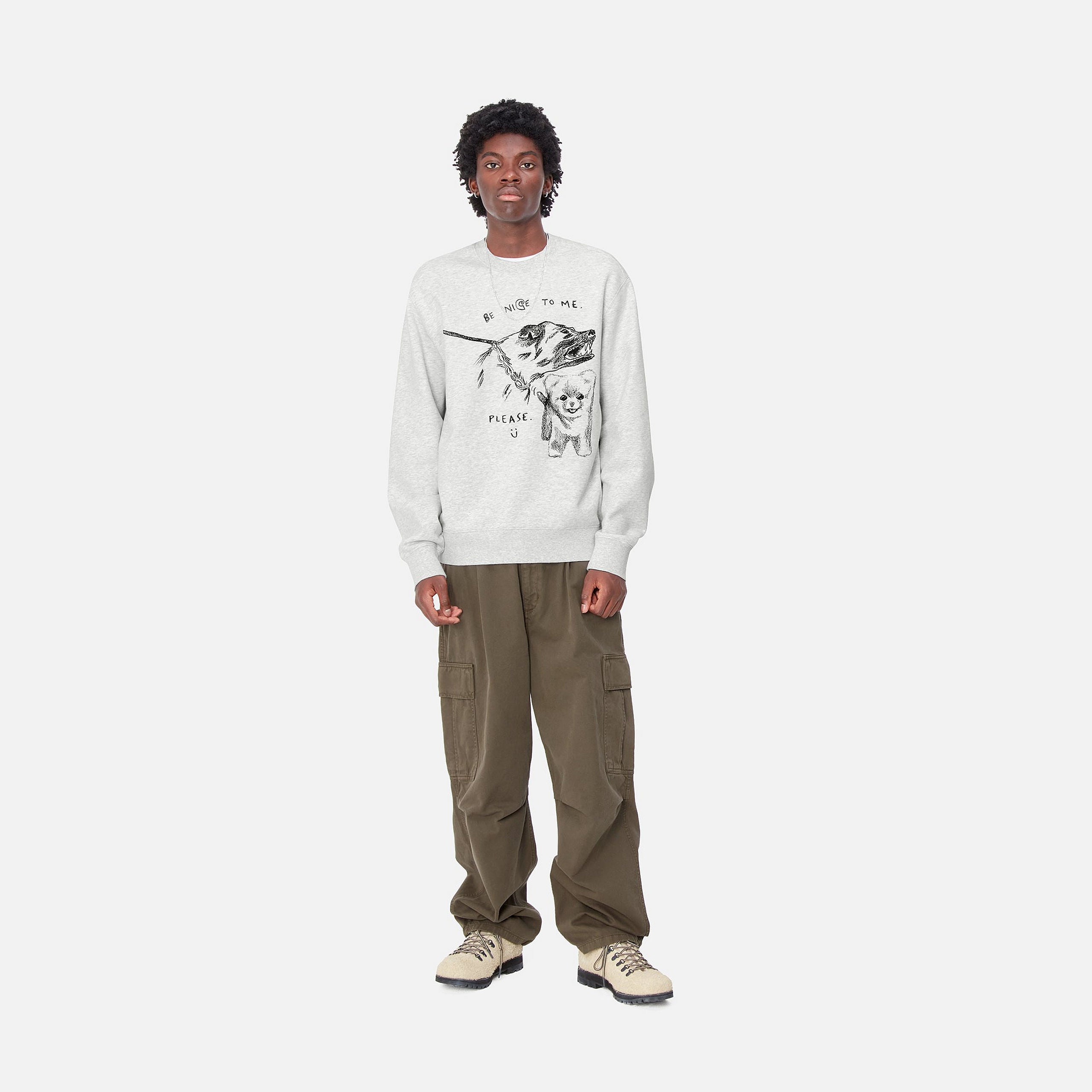 PEPE BE NICE SWEAT - Ash Heather / Black