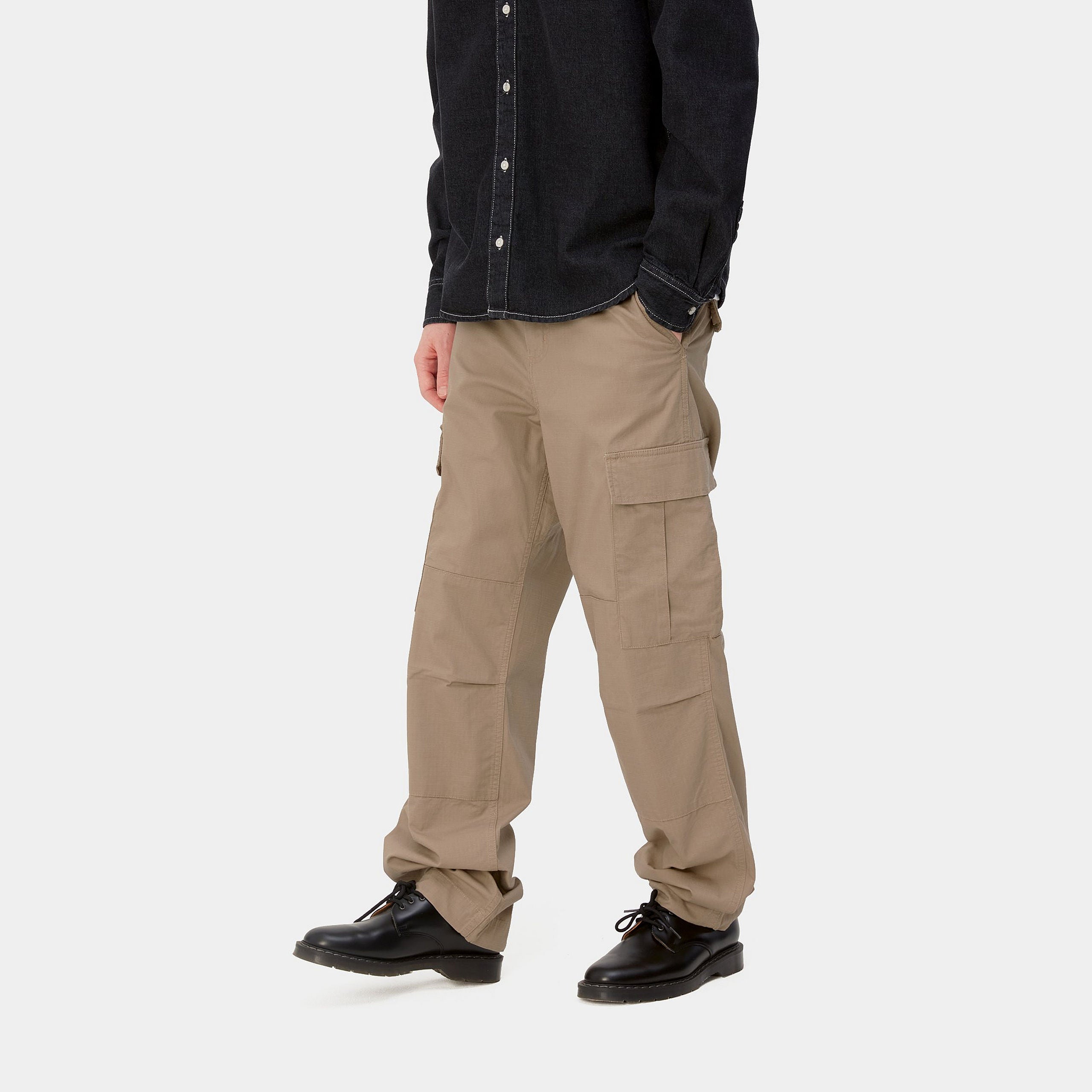 REGULAR CARGO PANT - Leather (rinsed)