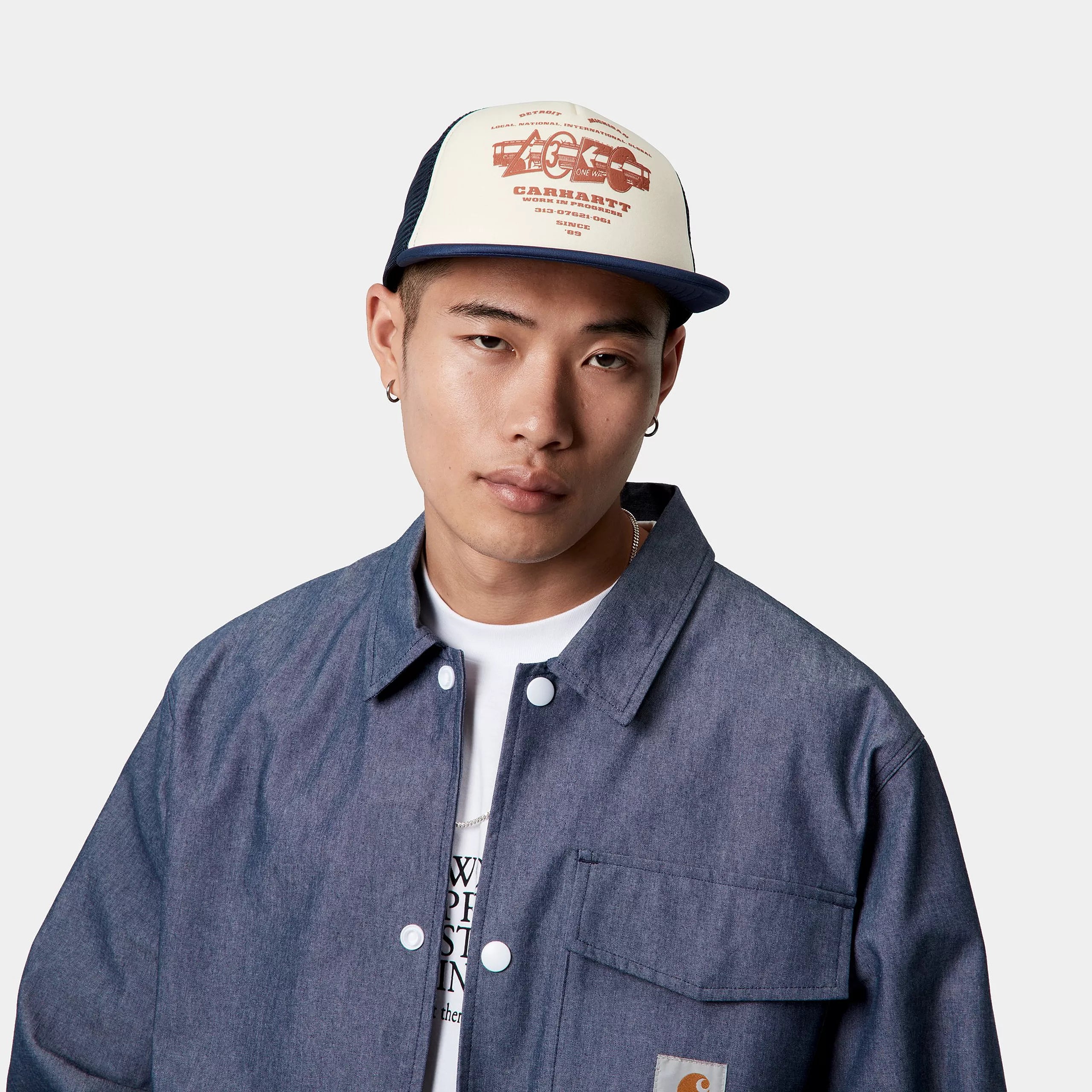 RUNAWAY TRUCKER CAP - Natural / Blue