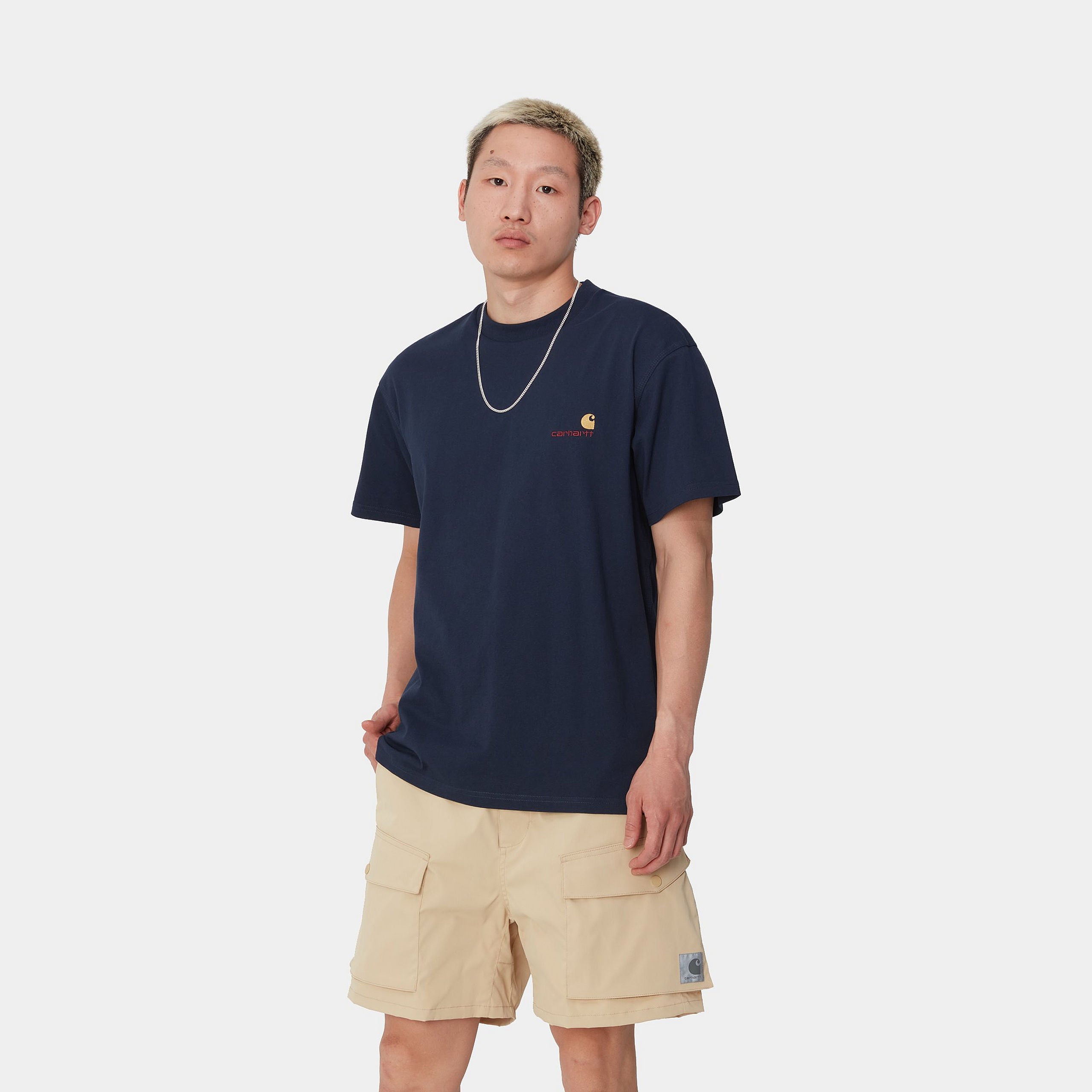 S/S AMERICAN SCRIPT T-SHIRT - Air Force Blue