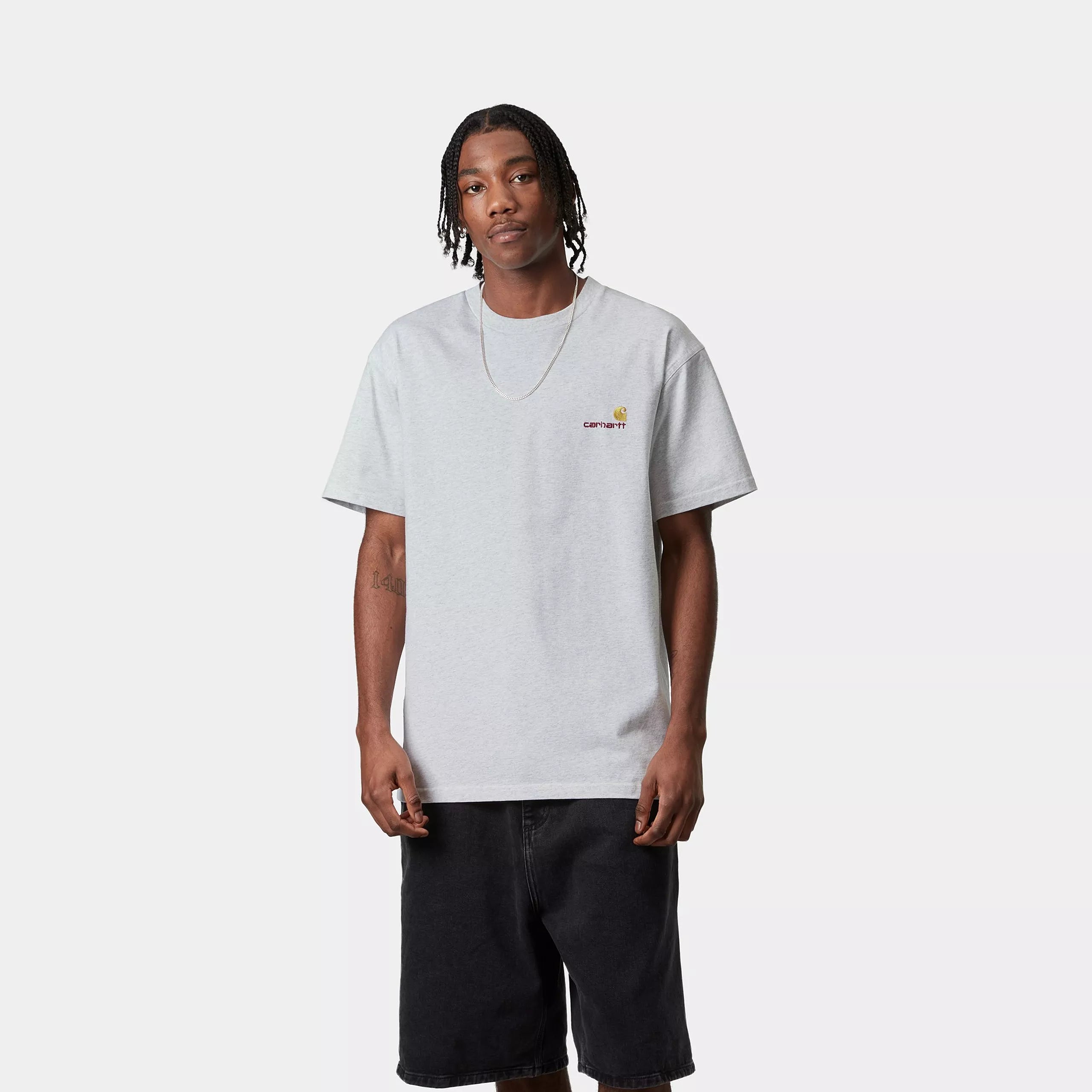 S/S AMERICAN SCRIPT T-SHIRT - Ash Heather