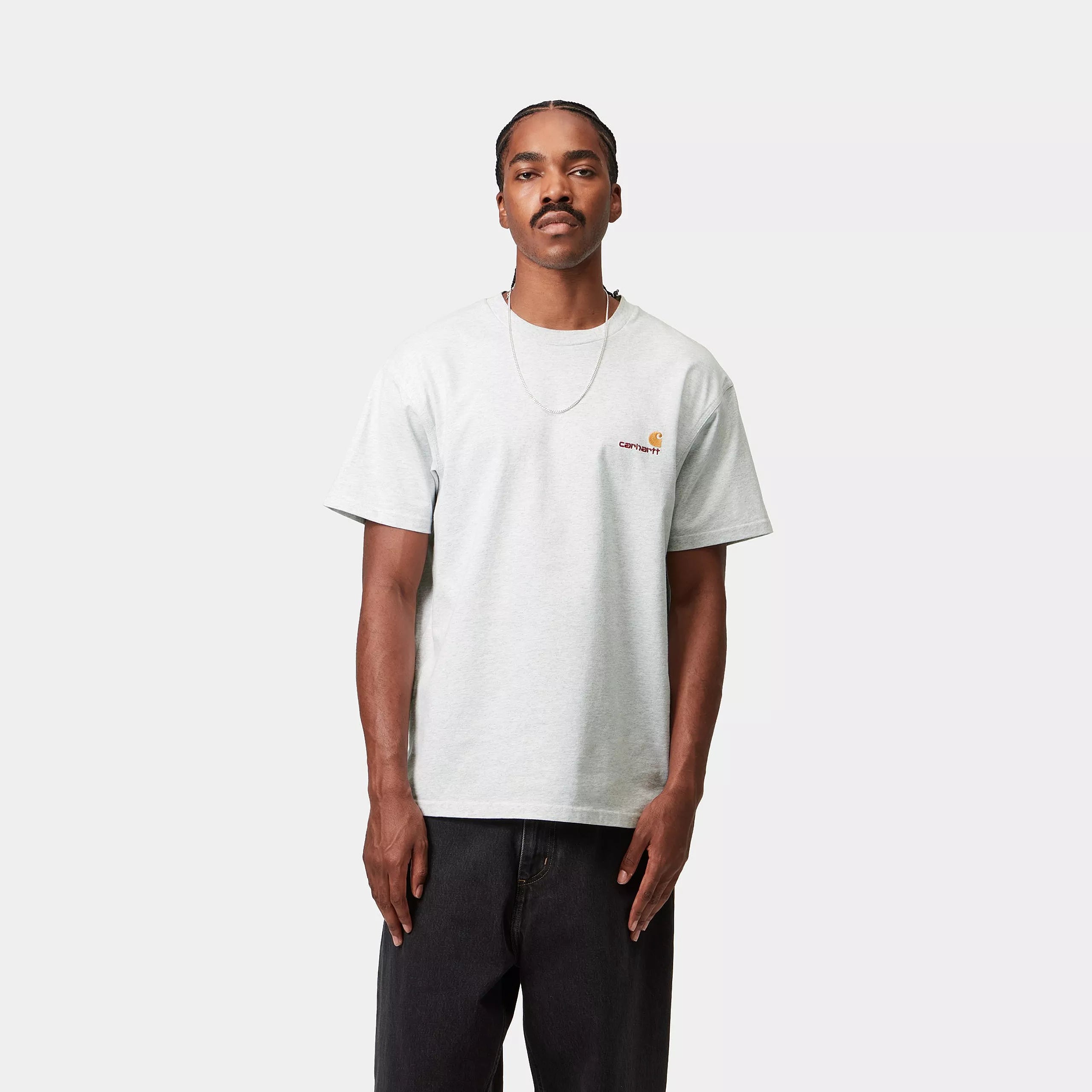 S/S AMERICAN SCRIPT T-SHIRT - Ash Heather