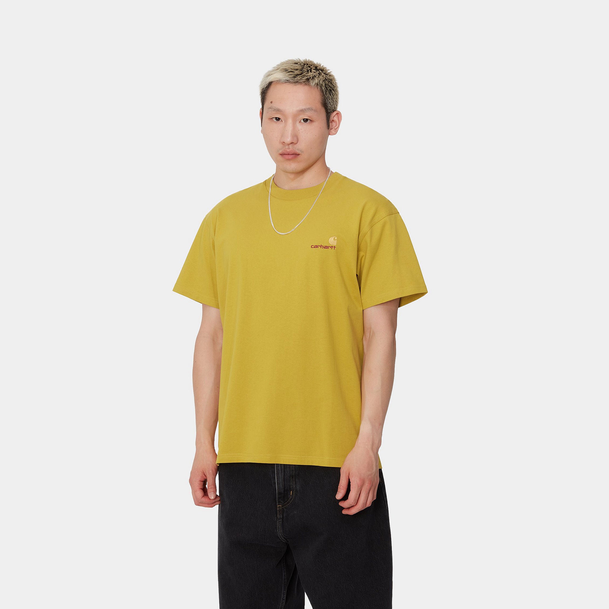 S/S AMERICAN SCRIPT T-SHIRT - Golden Olive