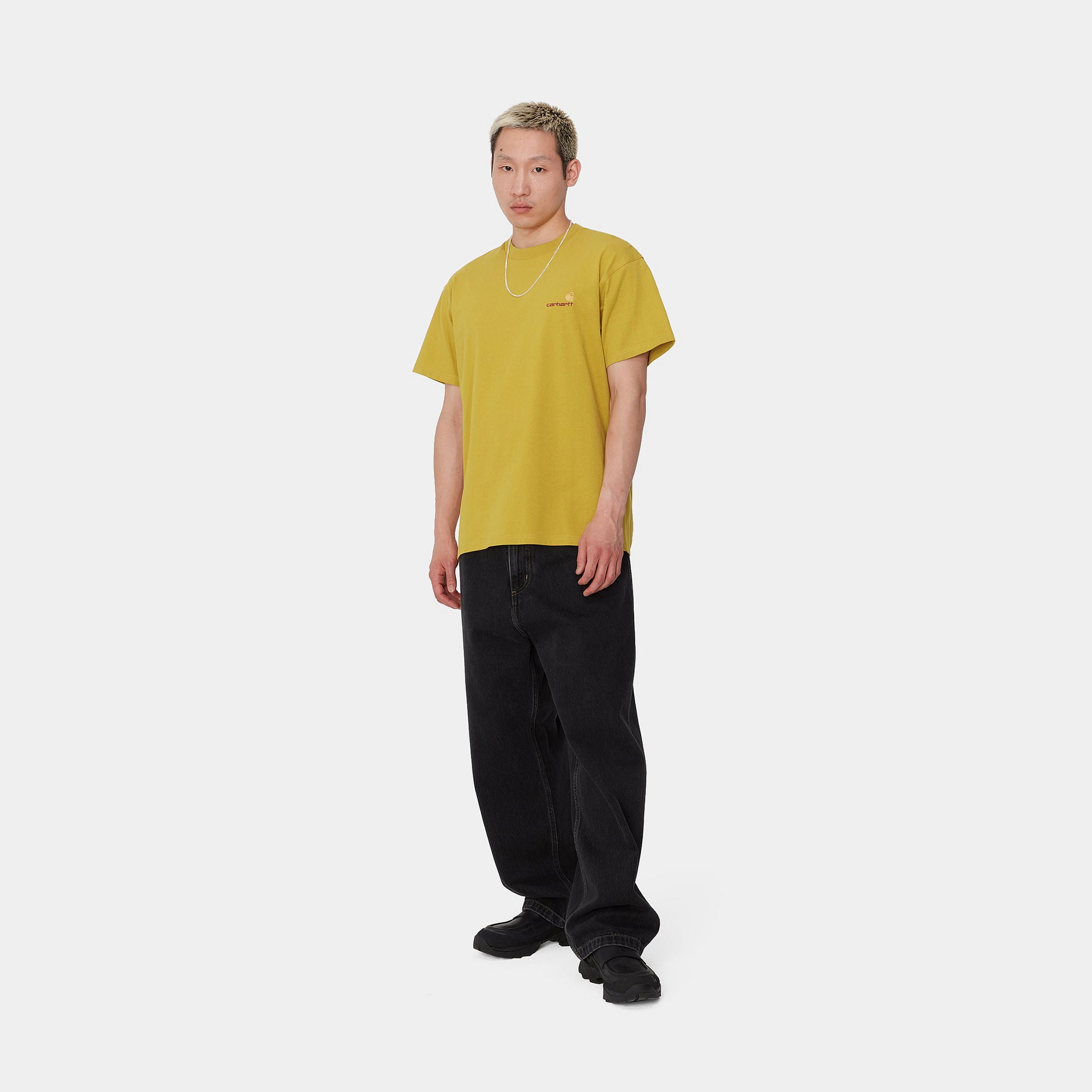 S/S AMERICAN SCRIPT T-SHIRT - Golden Olive