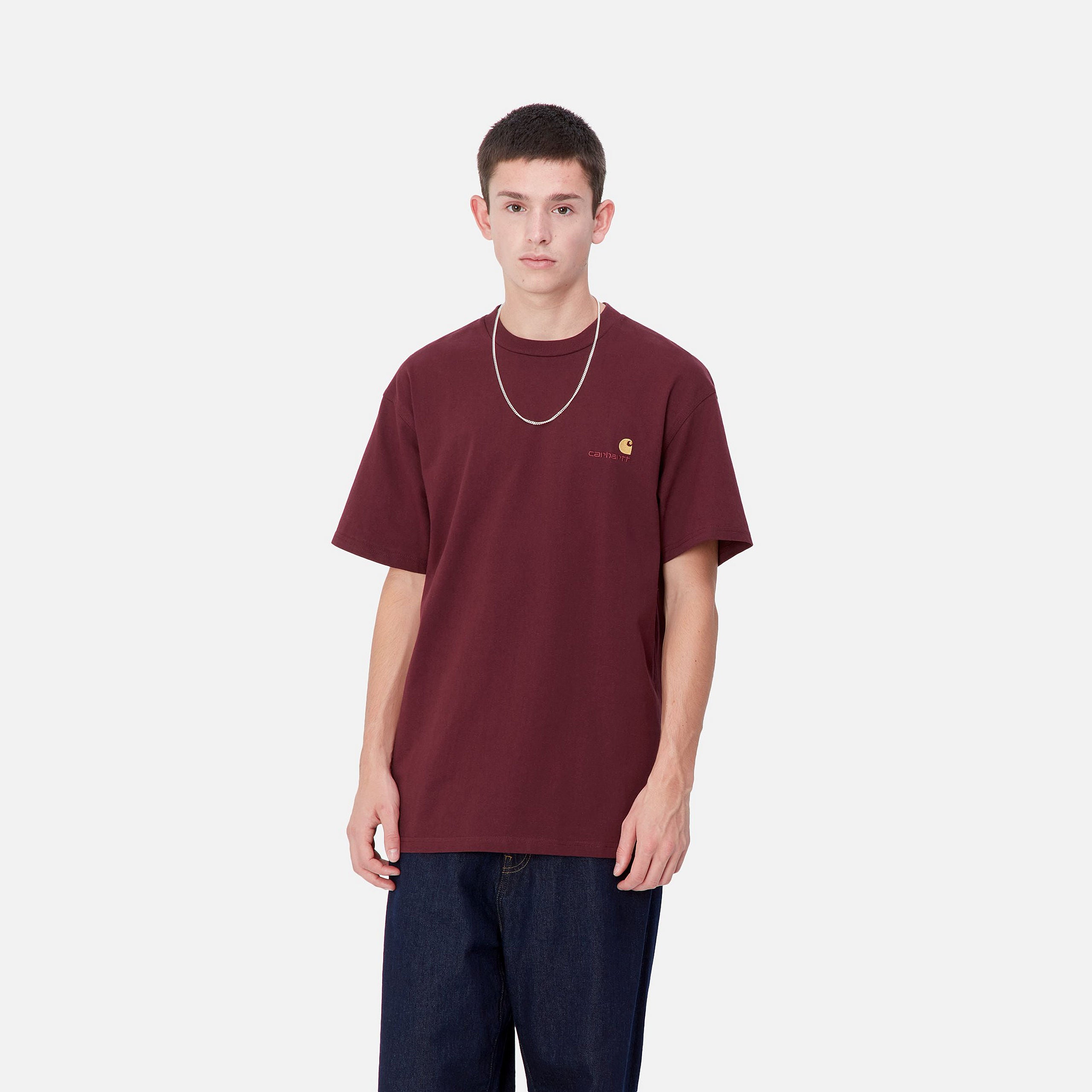 S/S AMERICAN SCRIPT T-SHIRT - Malbec