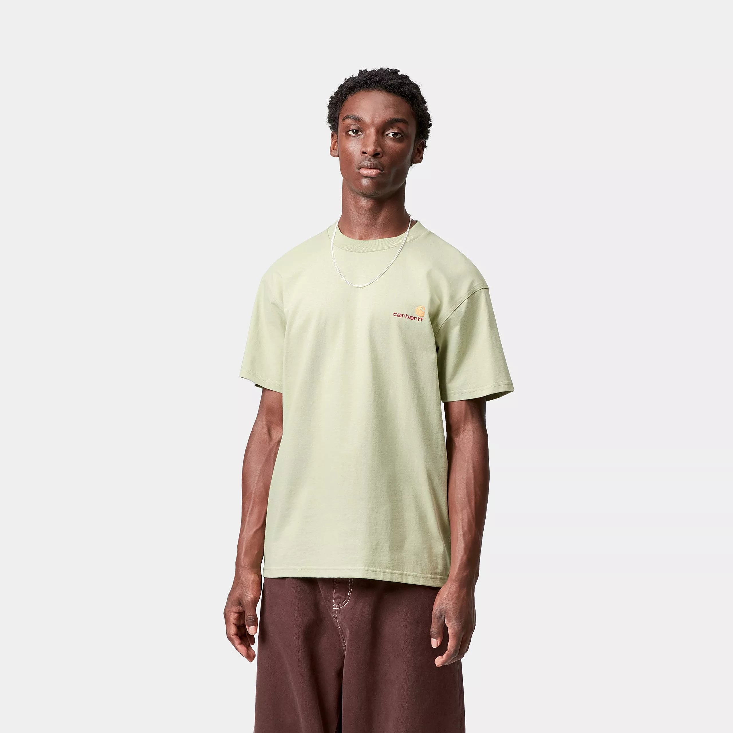 S/S AMERICAN SCRIPT T-SHIRT - Pale Olive 2