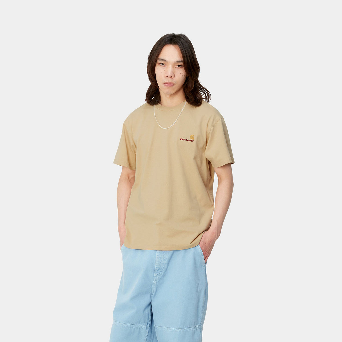 S/S AMERICAN SCRIPT T-SHIRT - Rattan 2