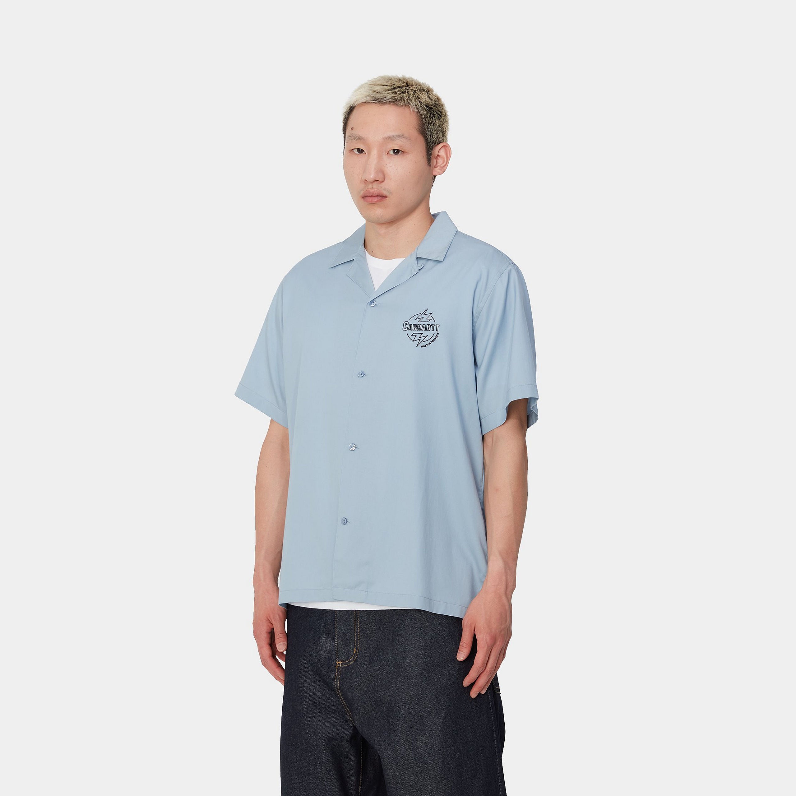 S/S BLAZE SHIRT - Misty Sky / Black 2
