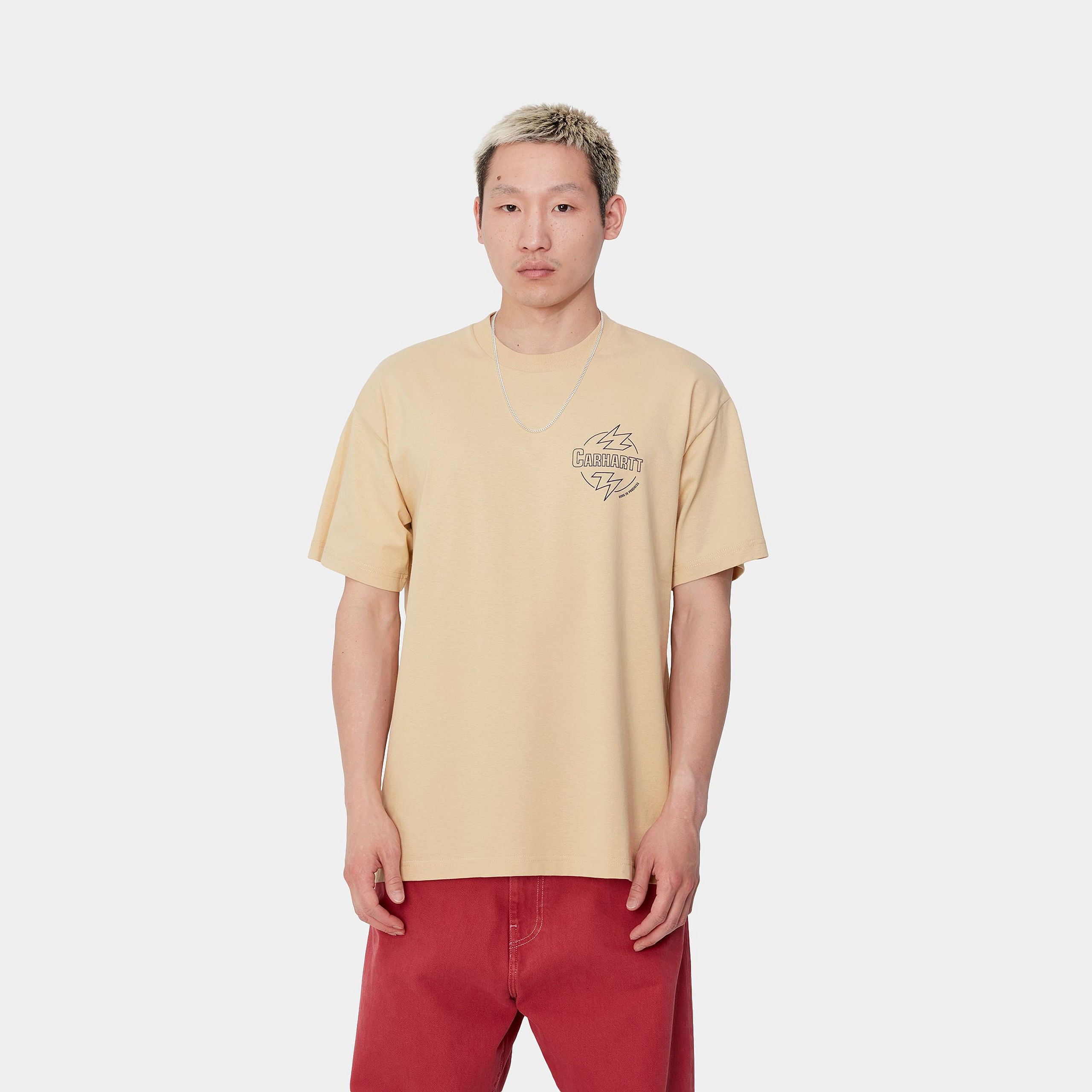 S/S BLAZE T-SHIRT - Cornsilk / Air Force Blue 2