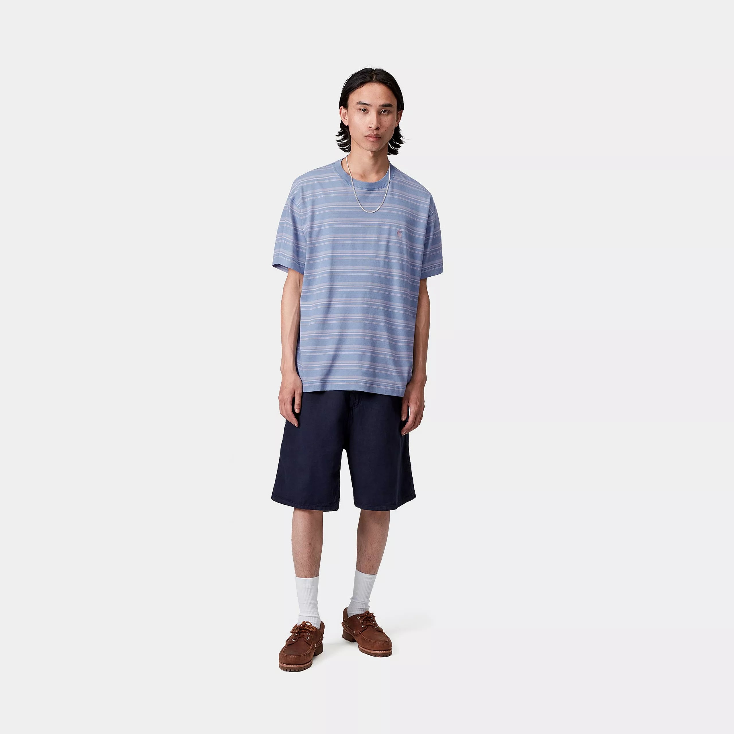 S/S BRODINE T-SHIRT  - Brodine Stripe, Sorrent (indigo overdyed)