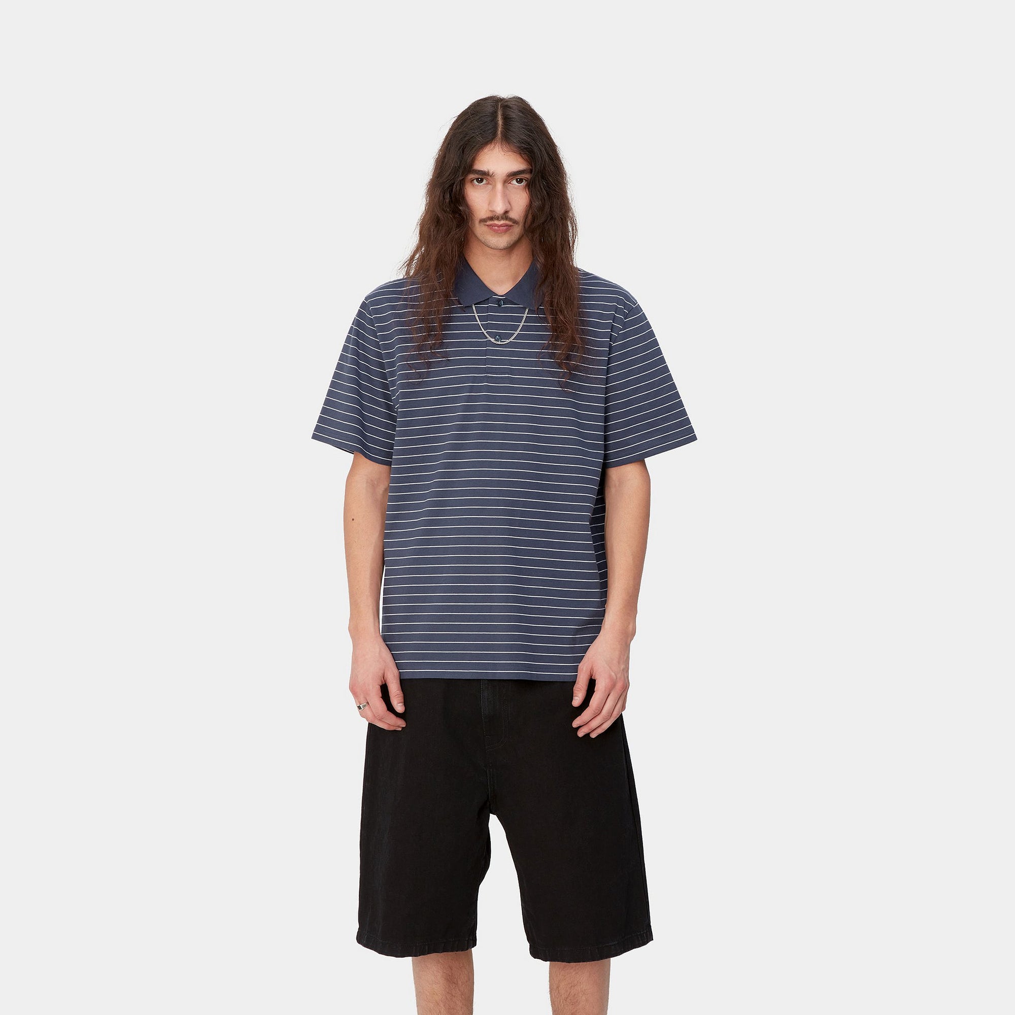 S/S CASON POLO - Cason Stripe, Blue