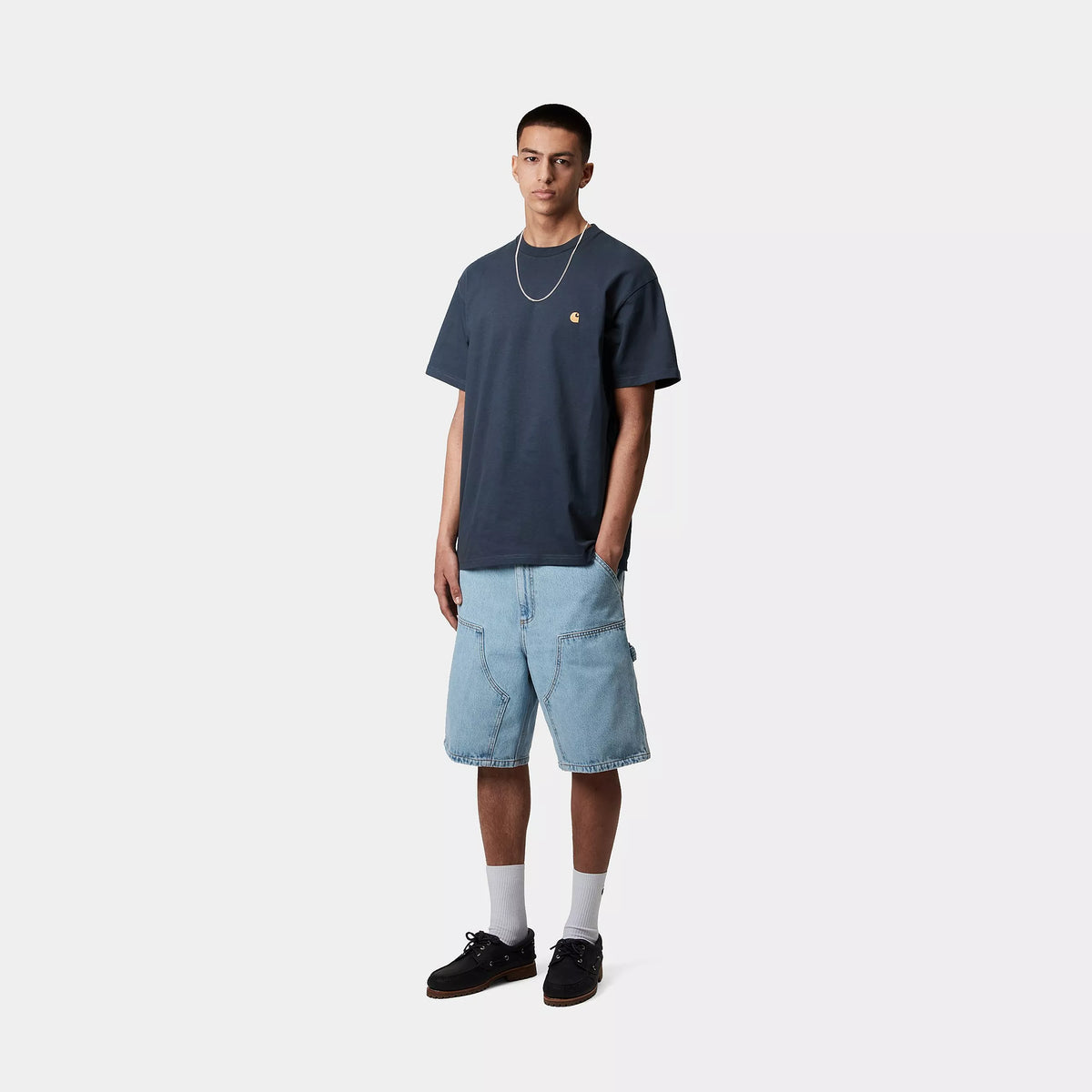 S/S CHASE T-SHIRT - Dusky Blue / Gold 4