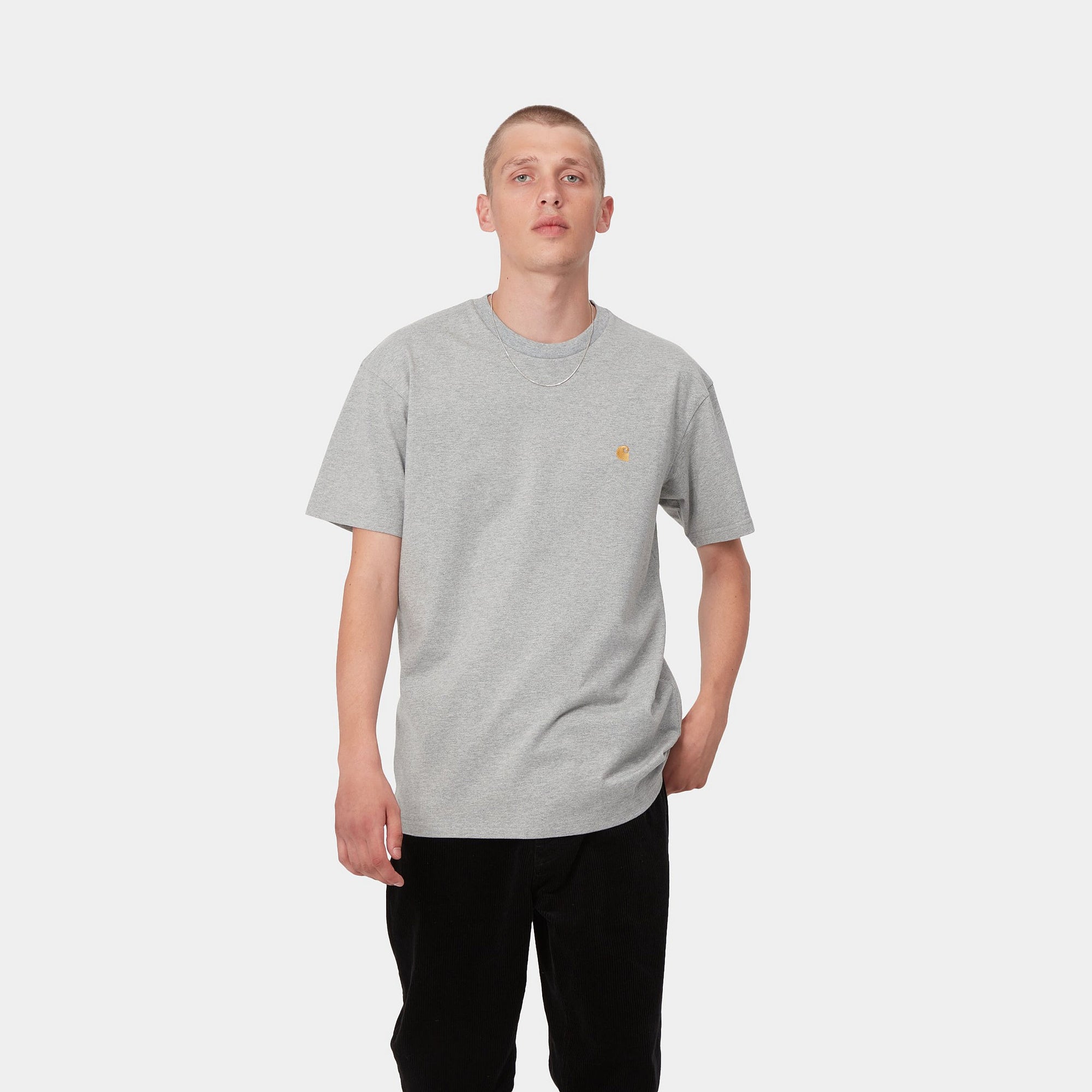 S/S CHASE T-SHIRT - Grey Heather / Gold