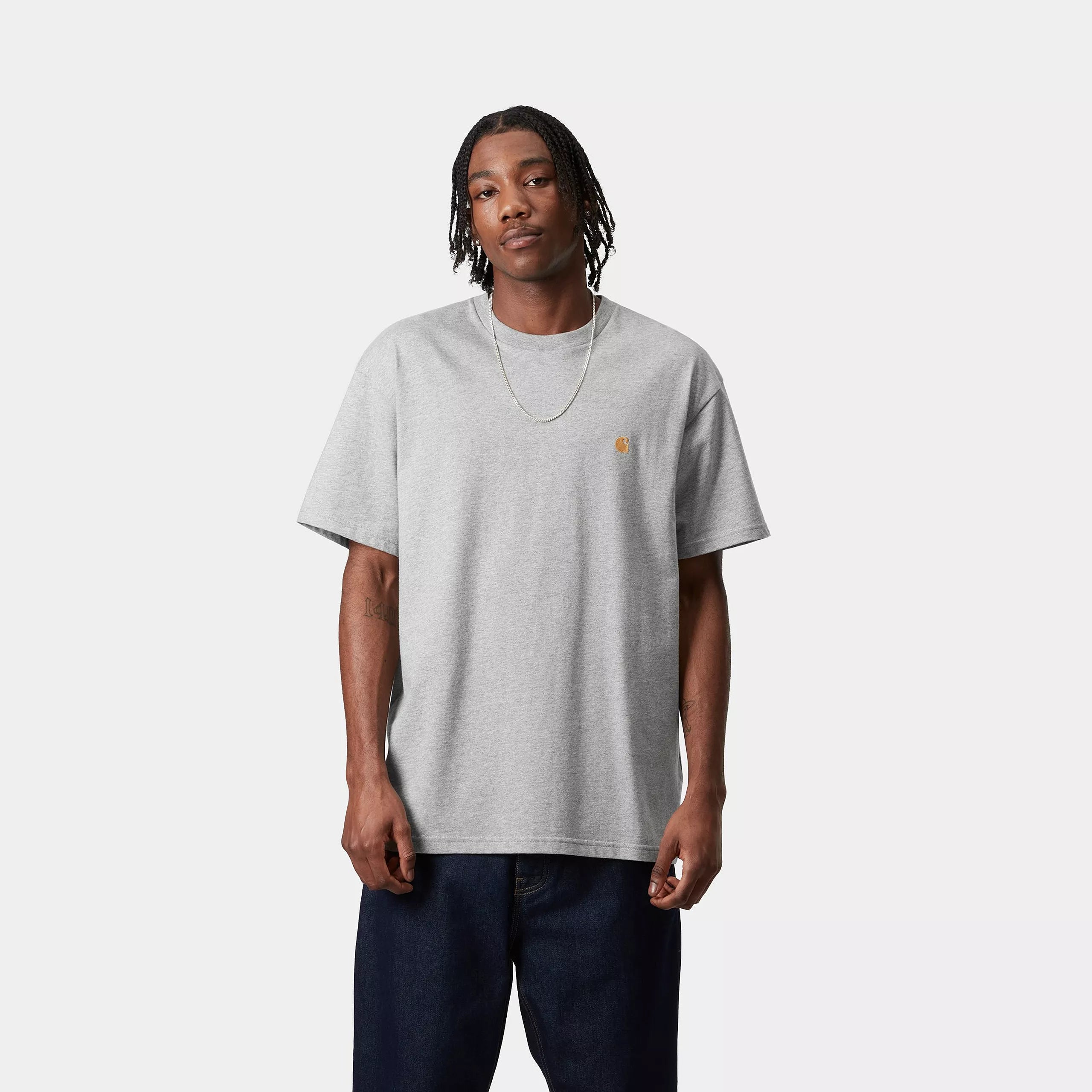 S/S CHASE T-SHIRT  - Grey Heather / Gold