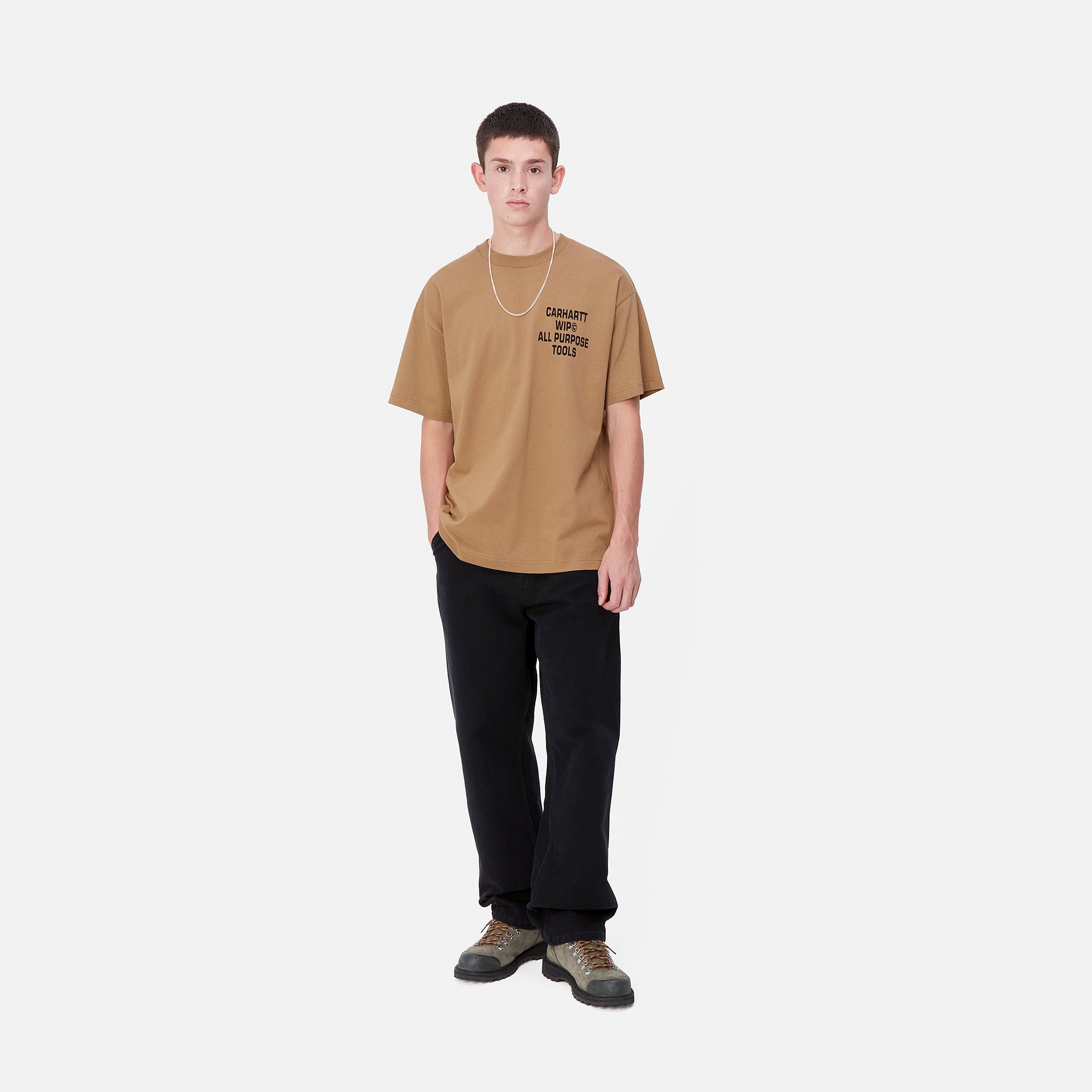 S/S CROSS SCREW T-SHIRT - Peanut