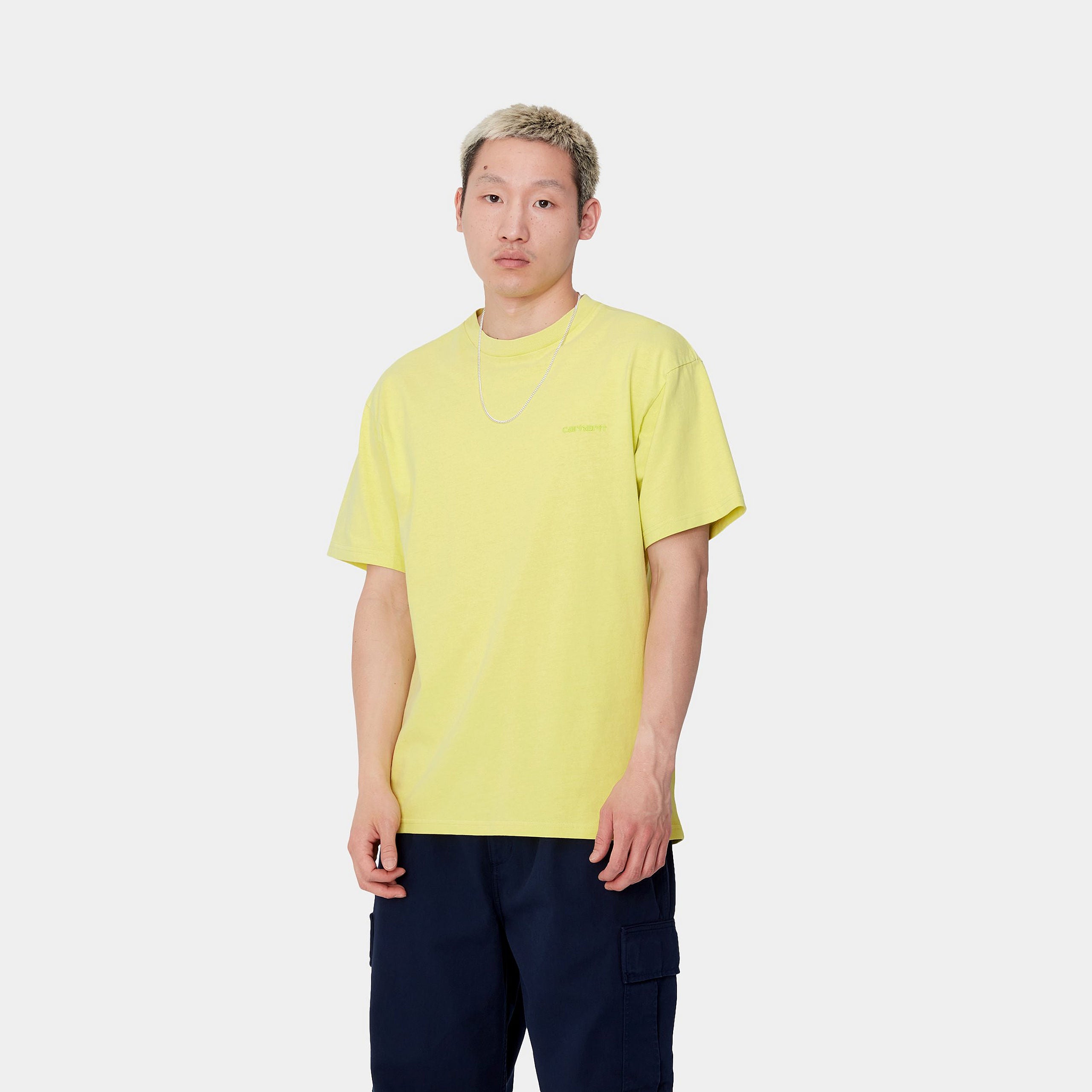 S/S DUSTER SCRIPT T-SHIRT - Arctic Lime (garment dyed)