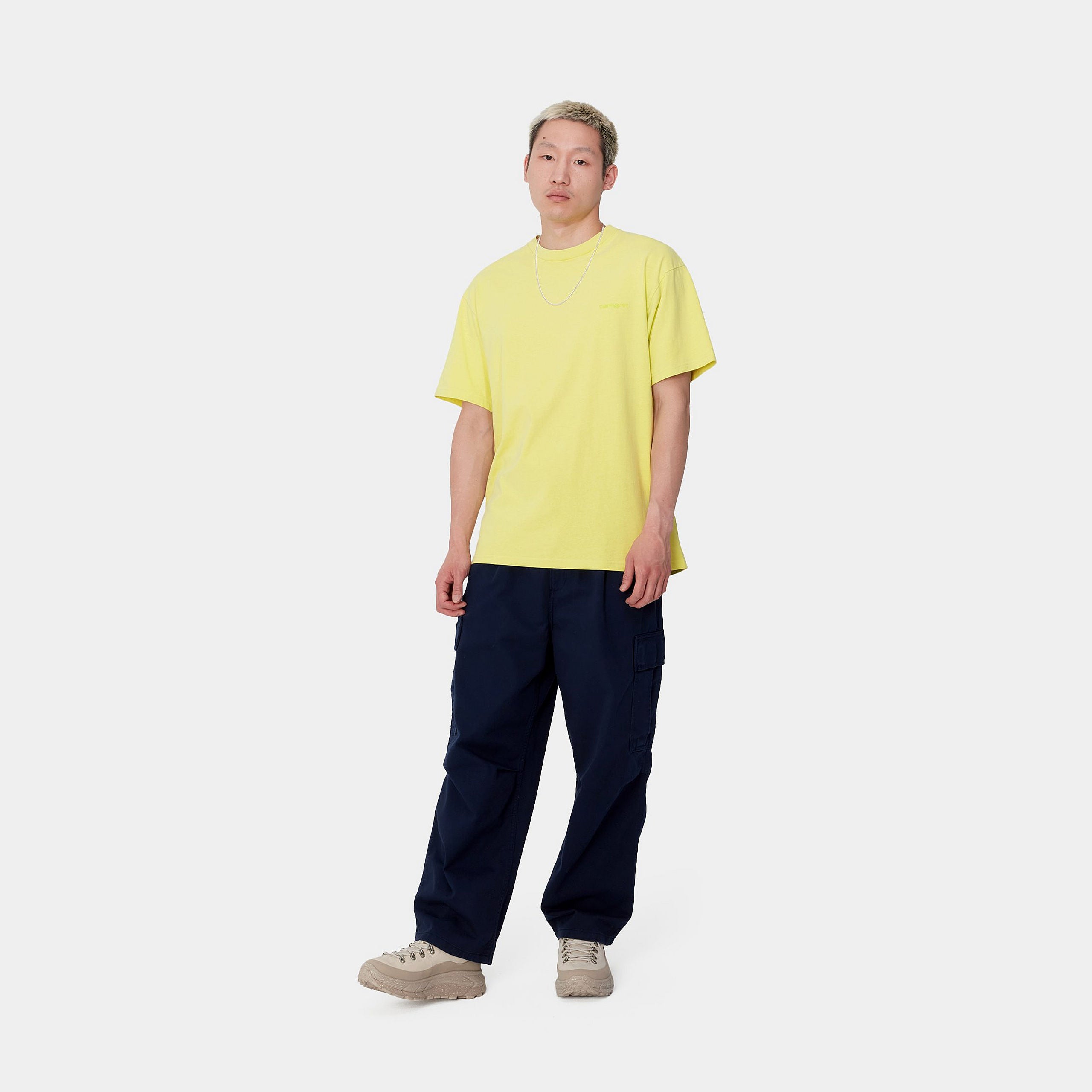 S/S DUSTER SCRIPT T-SHIRT - Arctic Lime (garment dyed)